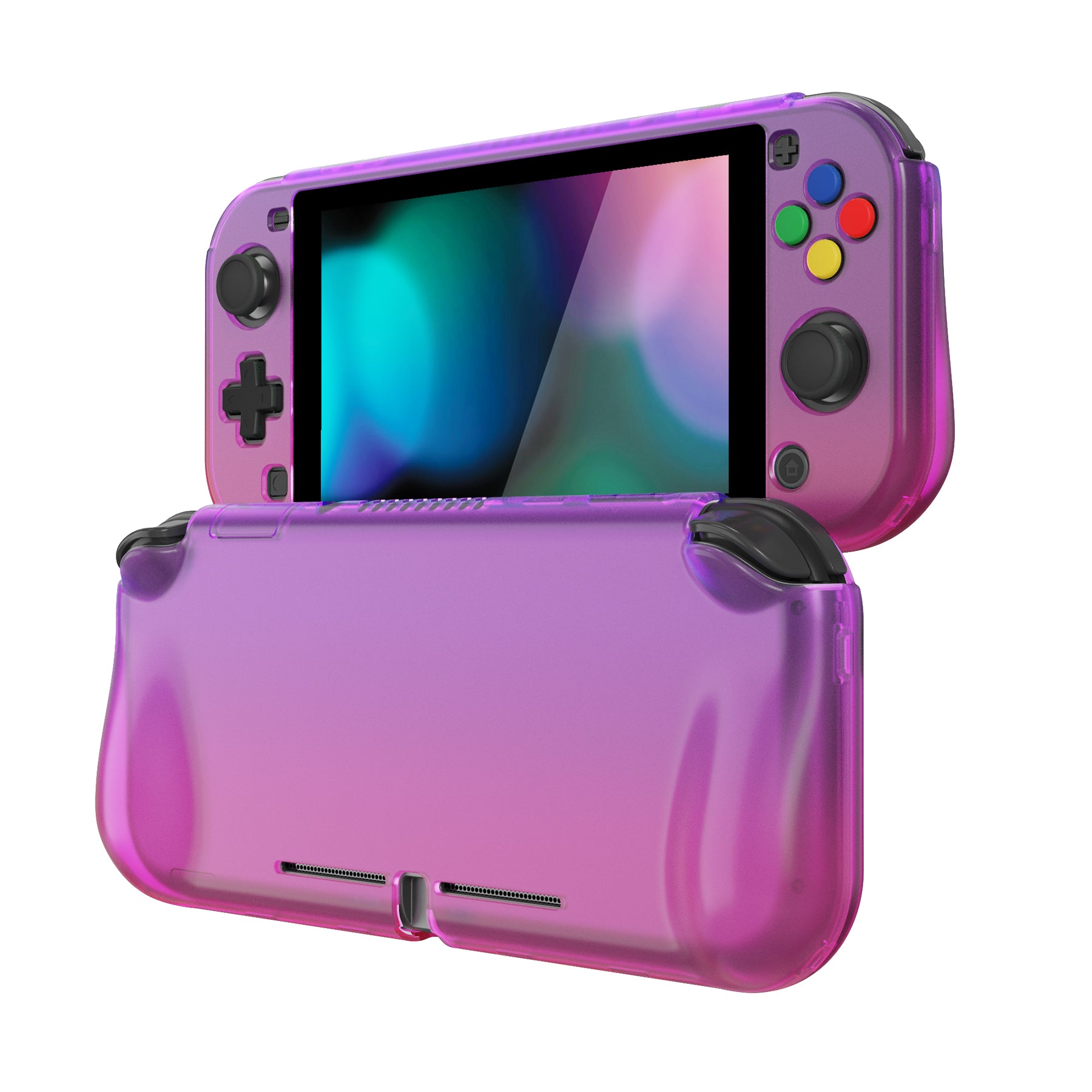 PlayVital ZealProtect Hard Shell Protective Case with Screen Protector & Thumb Grip Caps & Button Caps for NS Switch Lite - Gradient Purple Yellow - PSLYP3015 (Copy) playvital