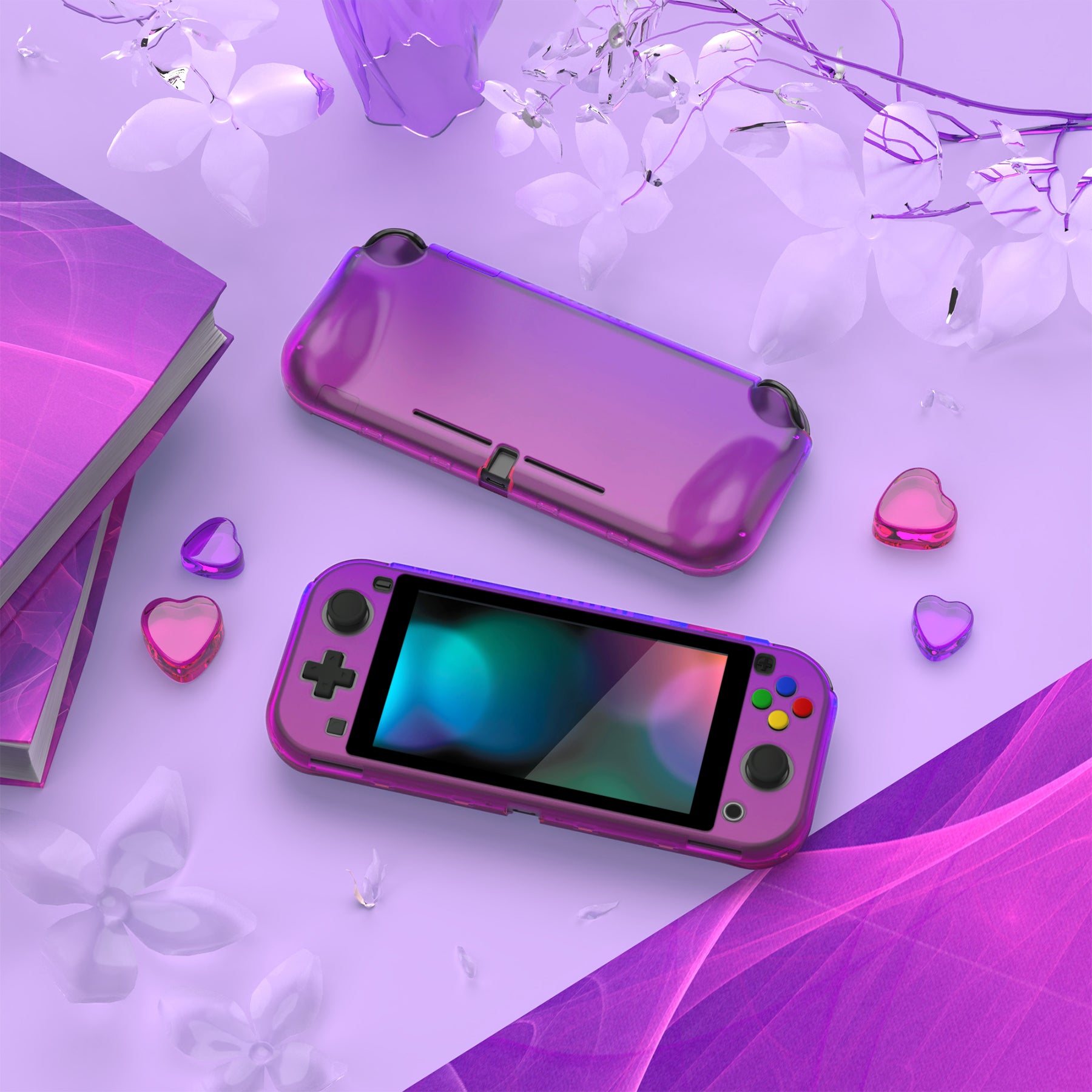 PlayVital ZealProtect Hard Shell Protective Case with Screen Protector & Thumb Grip Caps & Button Caps for NS Switch Lite - Gradient Purple Yellow - PSLYP3015 (Copy) playvital