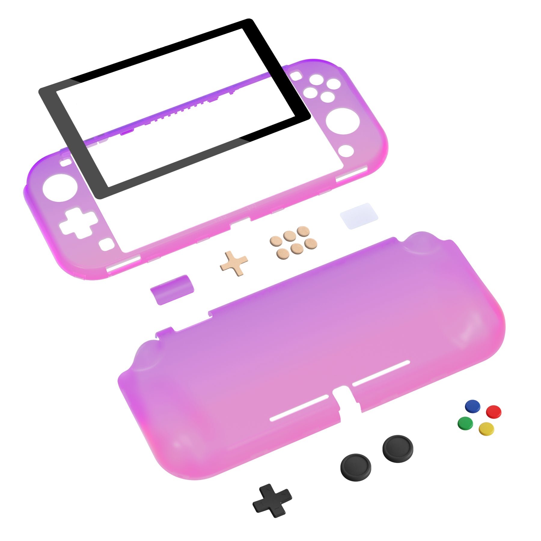 PlayVital ZealProtect Hard Shell Protective Case with Screen Protector & Thumb Grip Caps & Button Caps for NS Switch Lite - Gradient Purple Yellow - PSLYP3015 (Copy) playvital