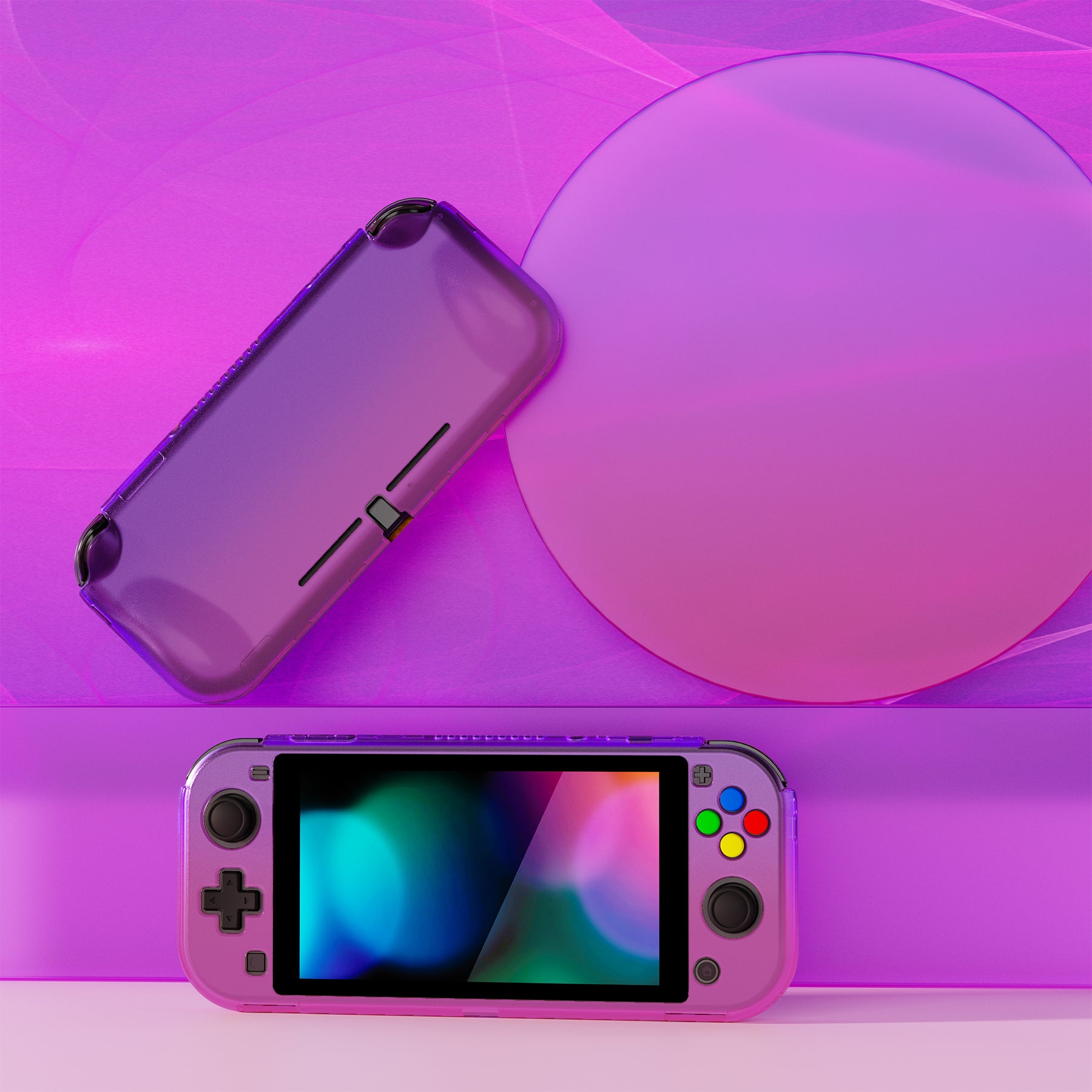 PlayVital ZealProtect Hard Shell Protective Case with Screen Protector & Thumb Grip Caps & Button Caps for NS Switch Lite - Gradient Purple Yellow - PSLYP3015 (Copy) playvital