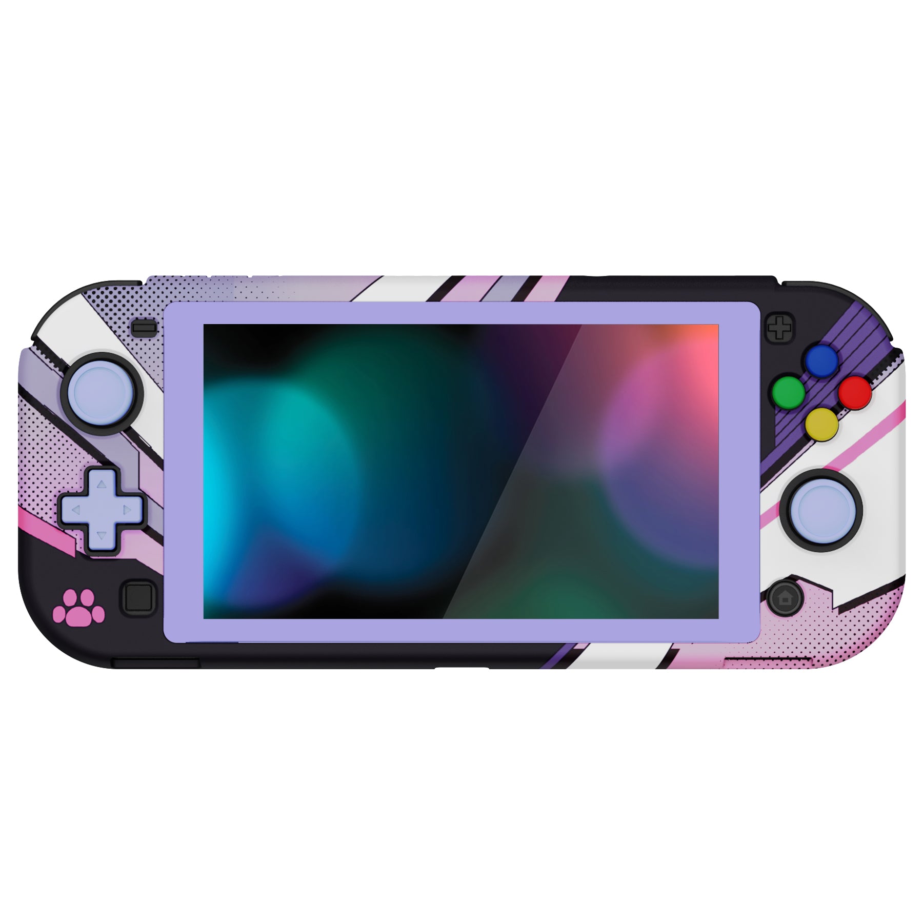 PlayVital ZealProtect Hard Shell Protective Case with Screen Protector & Thumb Grip Caps & Button Caps for NS Switch Lite - Neko Mecha - PSLYR003 playvital