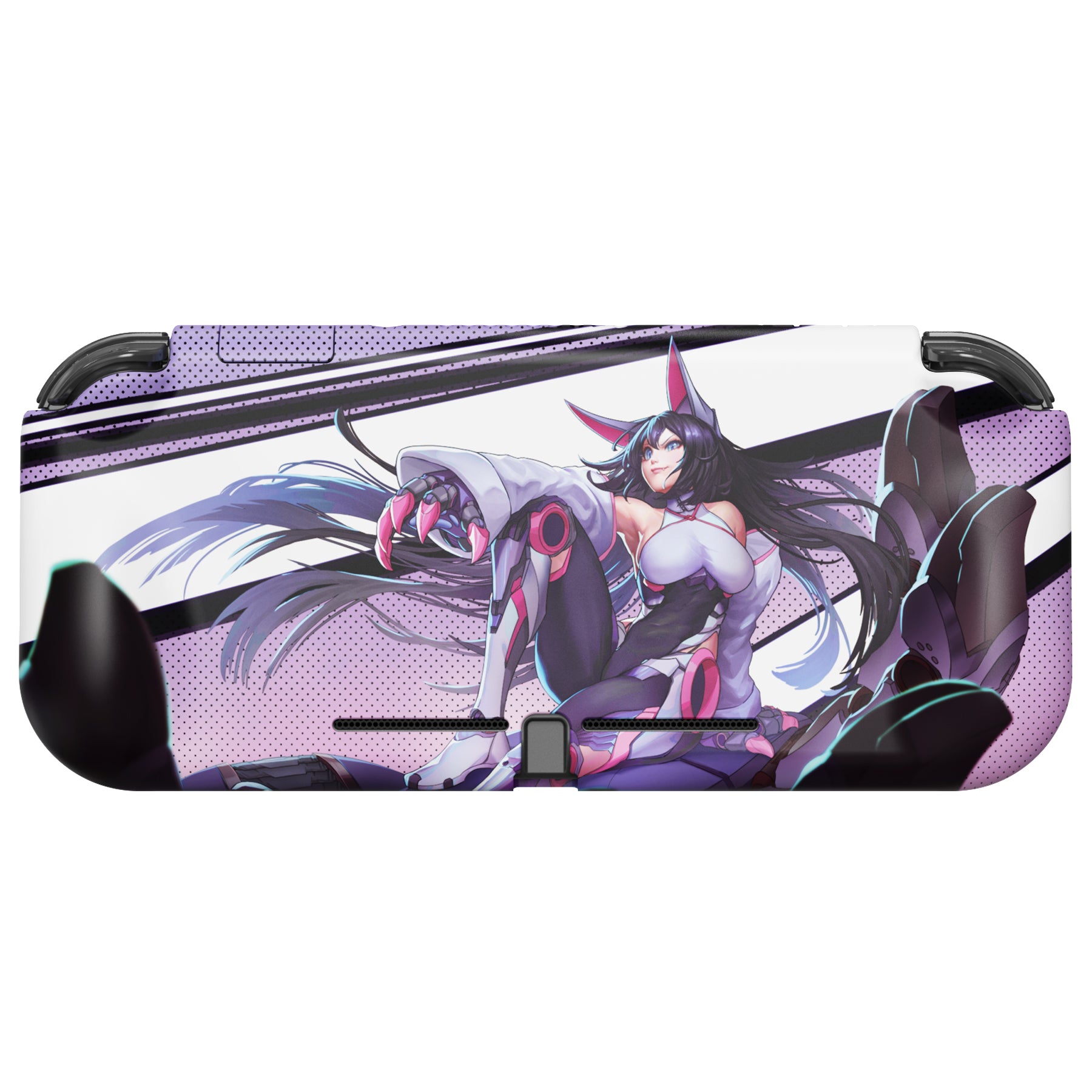 PlayVital ZealProtect Hard Shell Protective Case with Screen Protector & Thumb Grip Caps & Button Caps for NS Switch Lite - Neko Mecha - PSLYR003 playvital