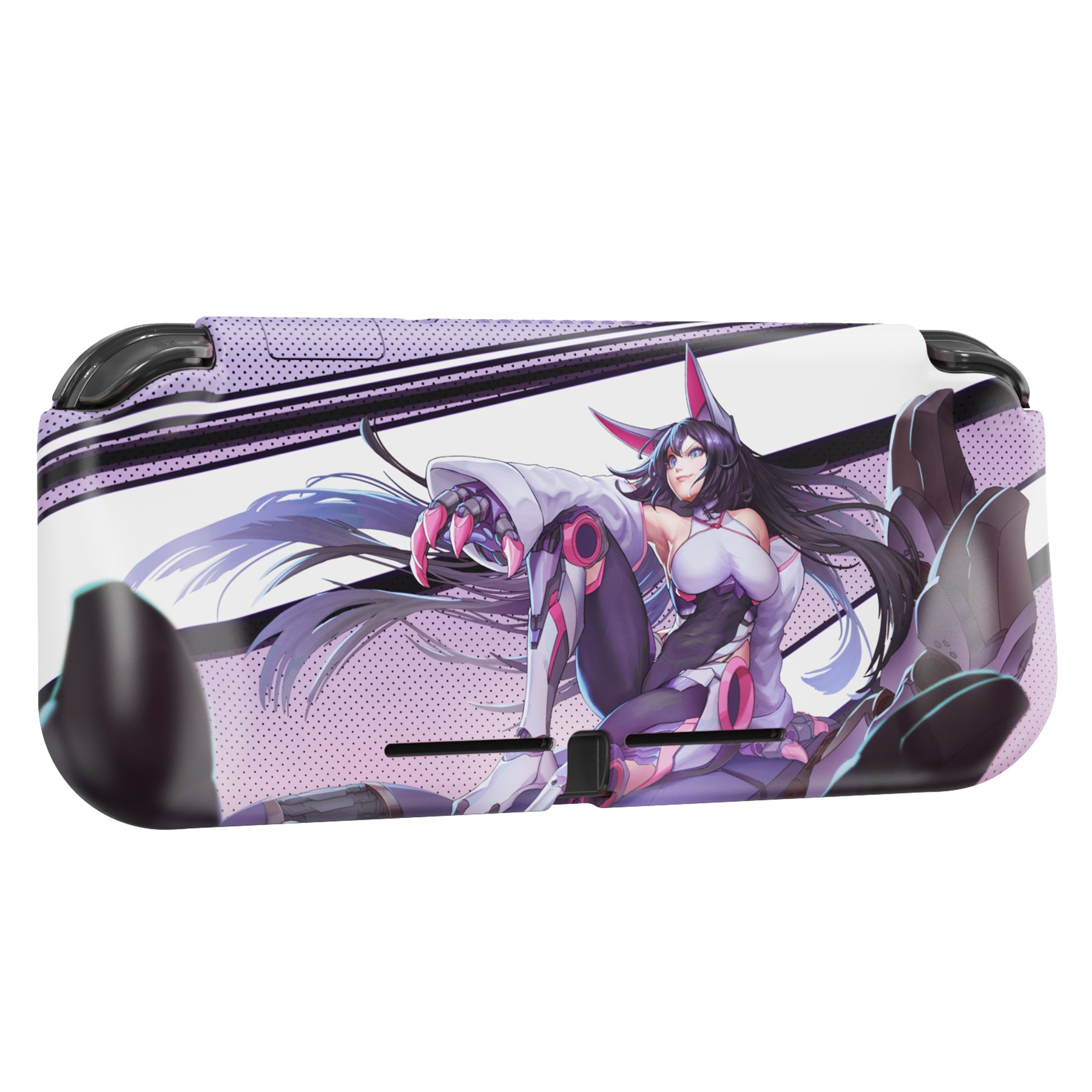 PlayVital ZealProtect Hard Shell Protective Case with Screen Protector & Thumb Grip Caps & Button Caps for NS Switch Lite - Neko Mecha - PSLYR003 playvital