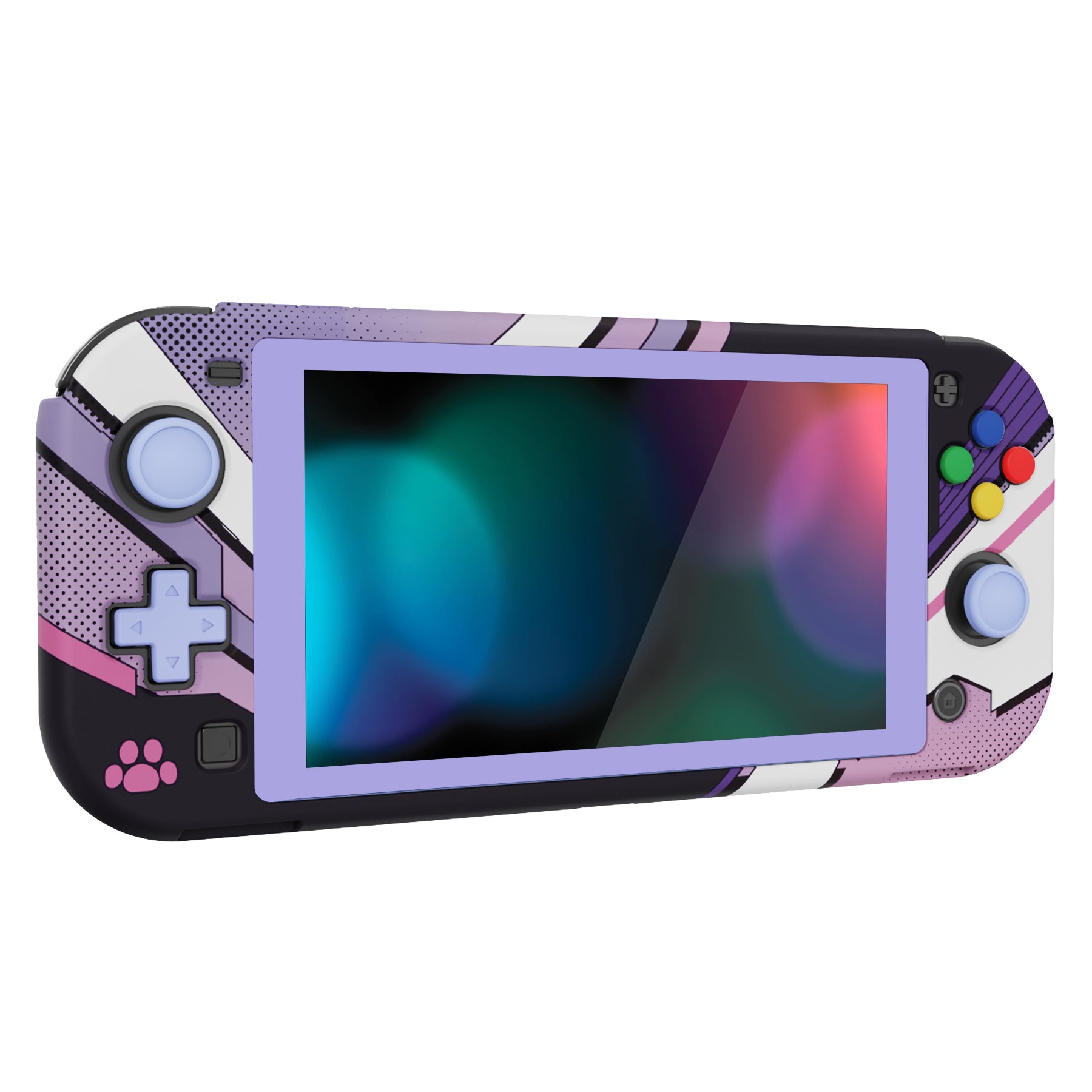 PlayVital ZealProtect Hard Shell Protective Case with Screen Protector & Thumb Grip Caps & Button Caps for NS Switch Lite - Neko Mecha - PSLYR003 playvital