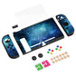 PlayVital ZealProtect Soft TPU Slim Protective Case with Tempered Glass Screen Protector & Thumb Grips & ABXY Direction Button Caps for NS Switch - Blue Nebula - RNSYV6002 playvital