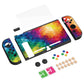 PlayVital ZealProtect Soft TPU Slim Protective Case with Tempered Glass Screen Protector & Thumb Grips & ABXY Direction Button Caps for NS Switch - Colorful Triangle - RNSYV6005 playvital