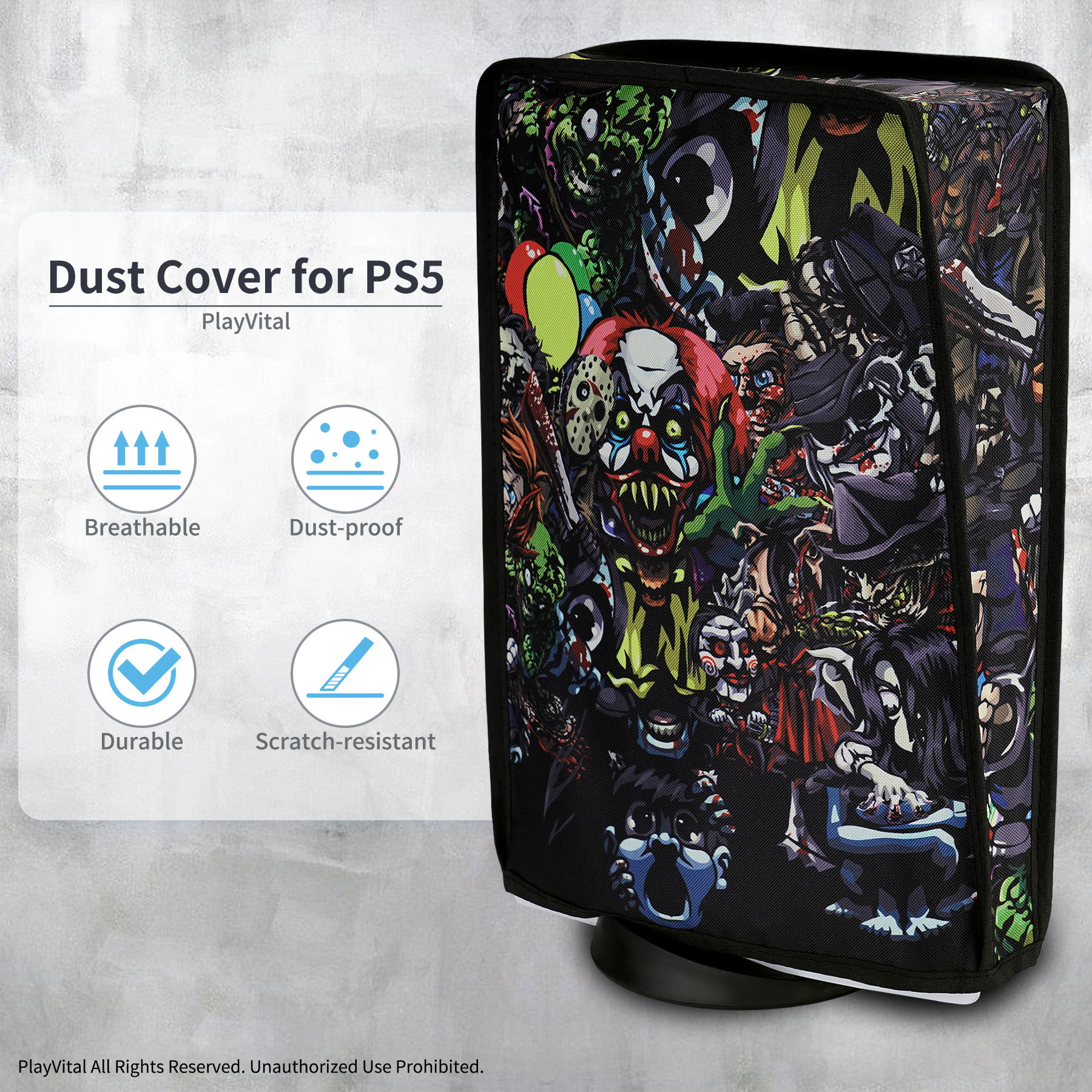 PlayVital Scary Party Anti Scratch Waterproof Dust Cover for ps5 Console Digital Edition & Disc Edition - PFPJ140 PlayVital