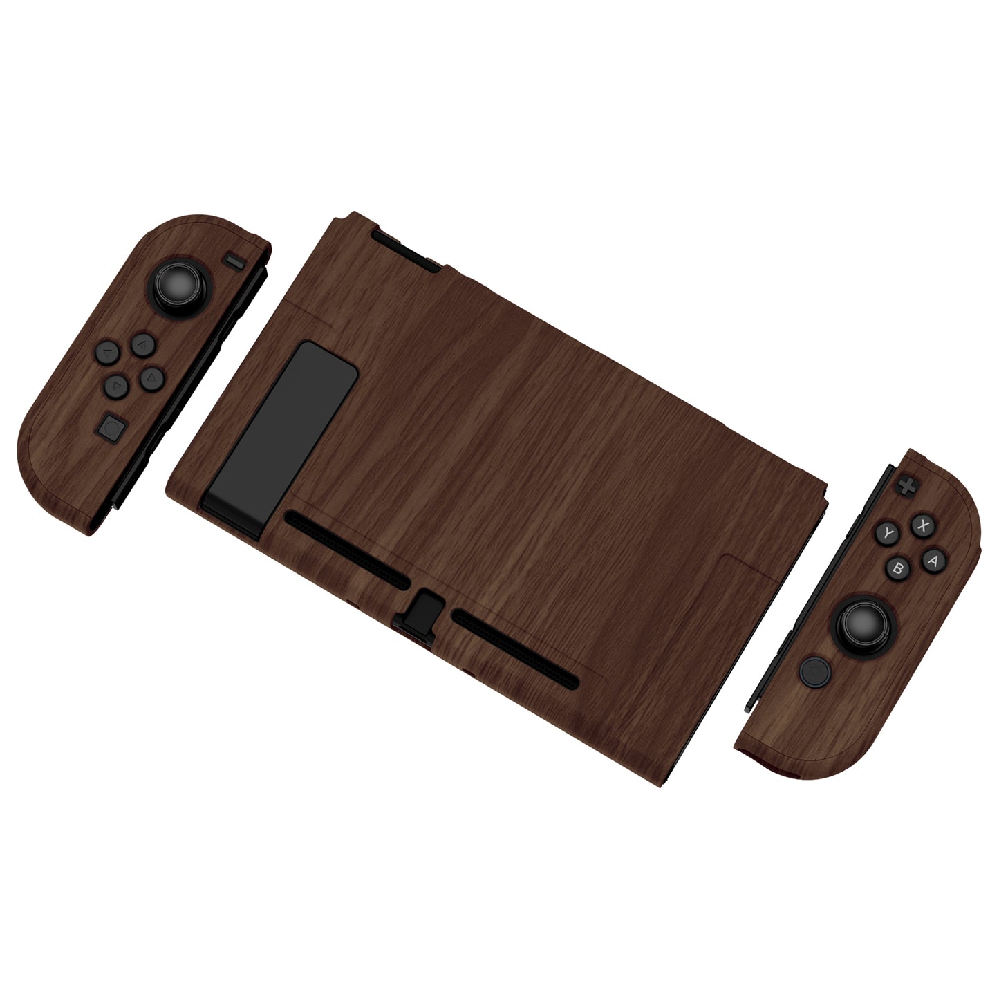 PlayVital Wooden Grain Back Cover for Nintendo Switch Console, NS Joycon Handheld Controller Separable Protector Hard Shell, Soft Touch Customized Dockable Protective Case for Nintendo Switch - NTS202 PlayVital