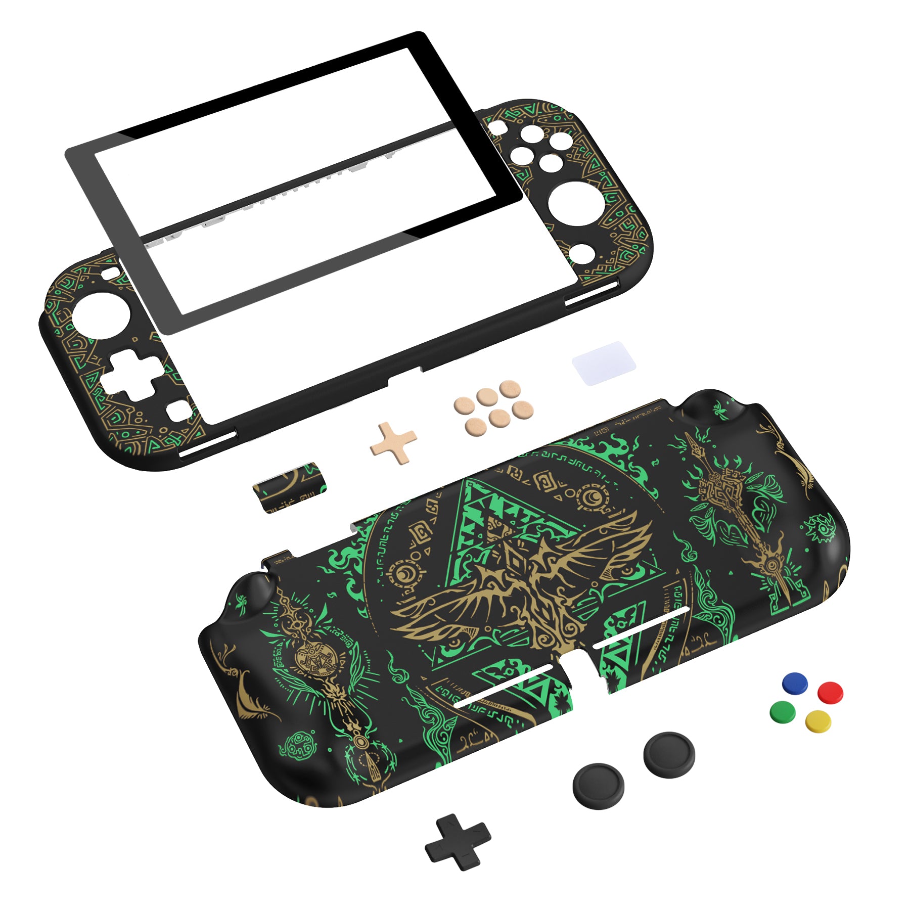 PlayVital ZealProtect Protective Case for Nintendo Switch Lite, Hard Shell Ergonomic Grip Cover for Nintendo Switch Lite w/Screen Protector & Thumb Grip Caps & Button Caps - Totem of Kingdom - PSLYR002 playvital