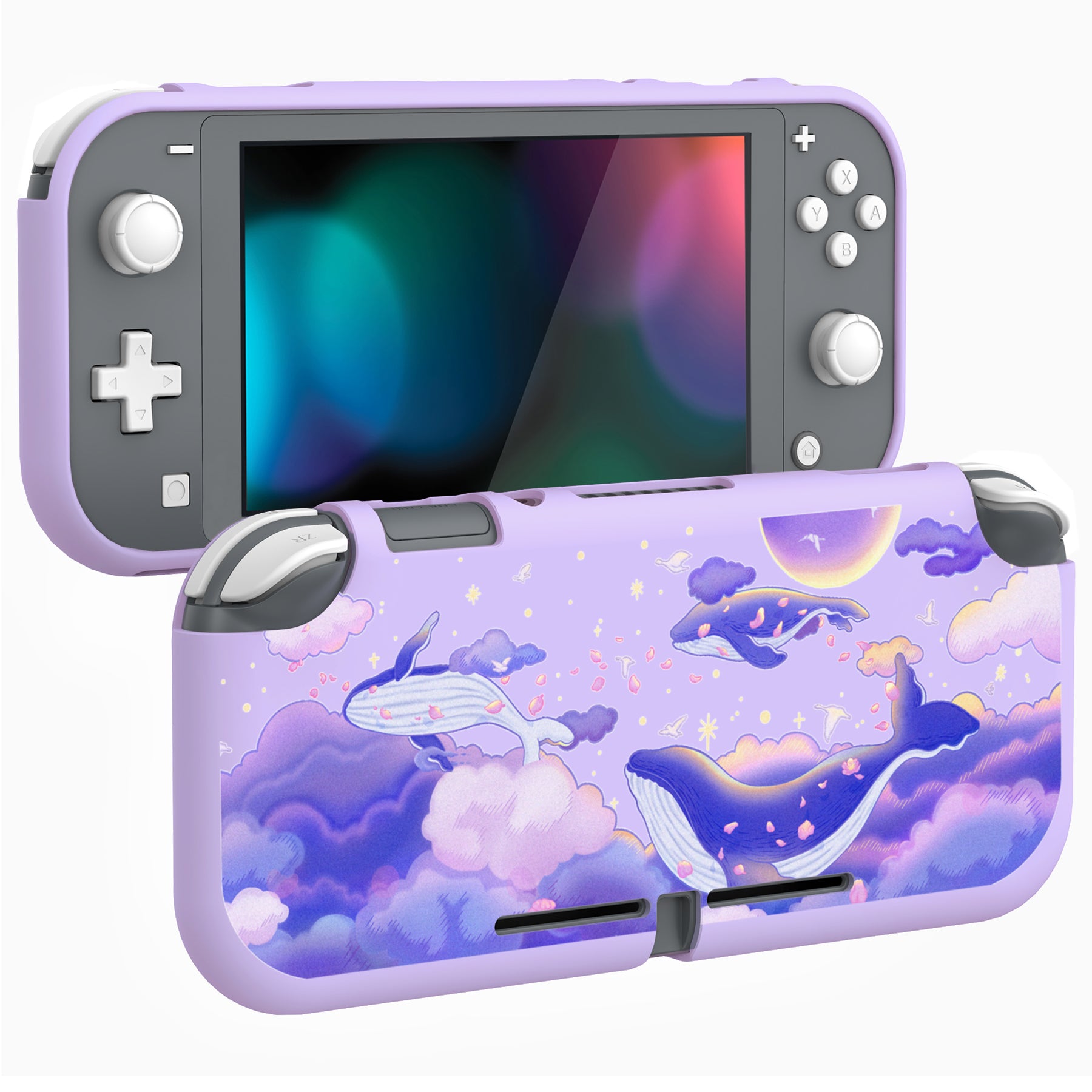 PlayVital Whale in Dream Custom Protective Case for NS Switch Lite, Soft TPU Slim Case Cover for NS Switch Lite - LTU6020 PlayVital