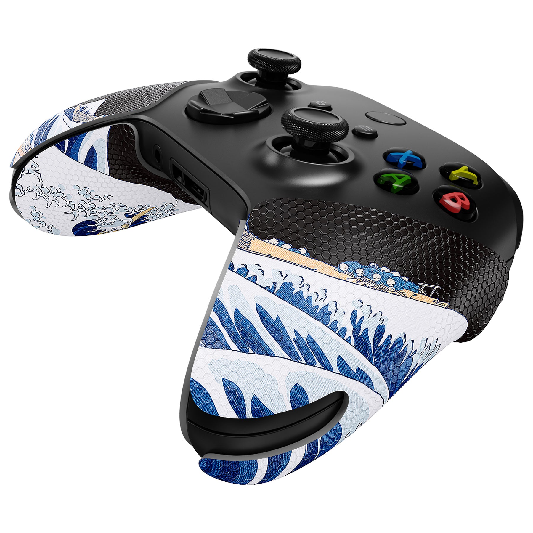 PlayVital The Great Wave Off Kanagawa Anti-Skid Sweat-Absorbent Controller Grip for Xbox Series X/S Controller, Professional Textured Soft Rubber Pads Handle Grips for Xbox Series X/S Controller - X3PJ034 PlayVital