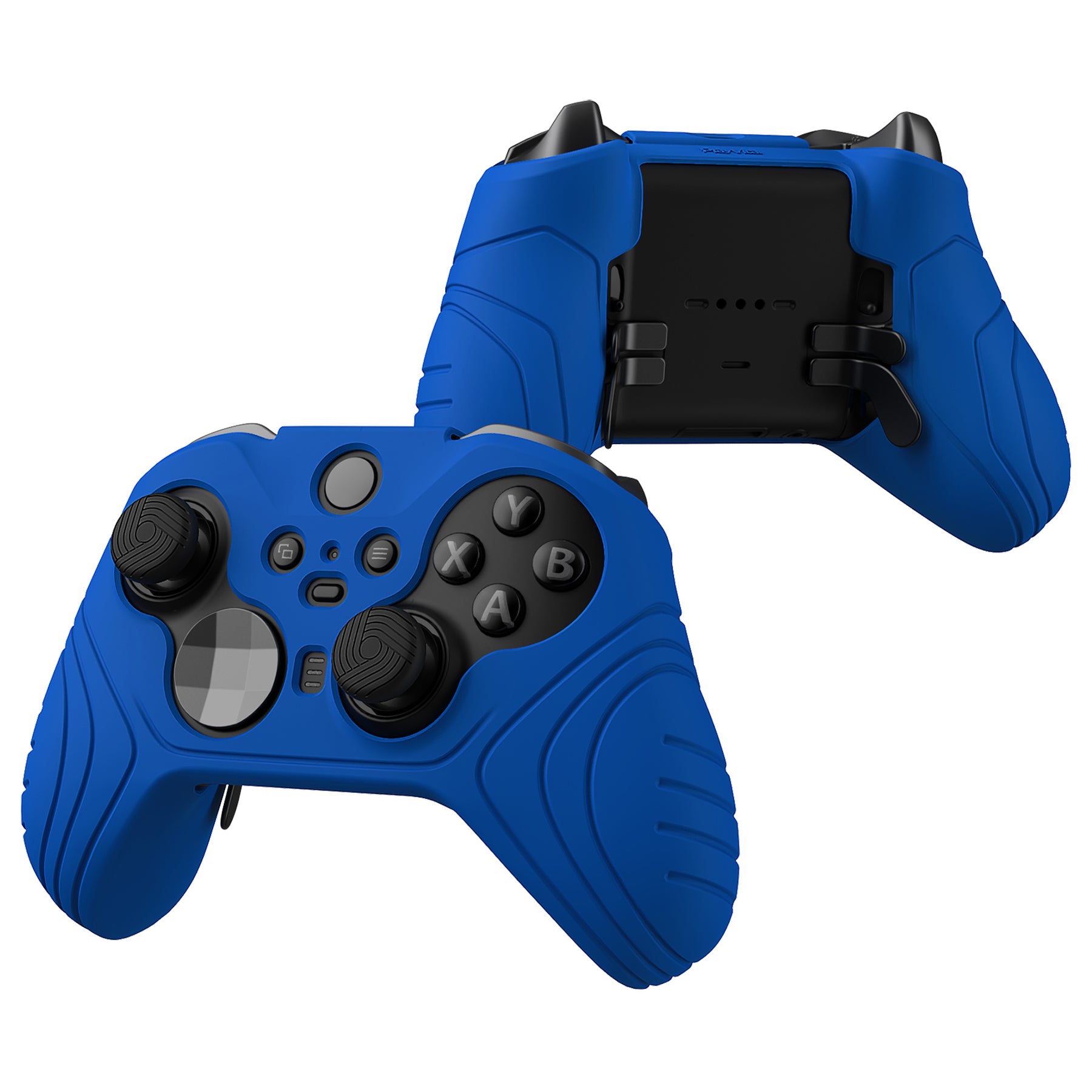 PlayVital Samurai Edition Anti Slip Silicone Case Cover for Xbox Elite Wireless Controller Series 2, Ergonomic Soft Rubber Skin Protector for Xbox Elite Series 2 with Thumb Grip Caps - Blue - XBE2M008 playvital