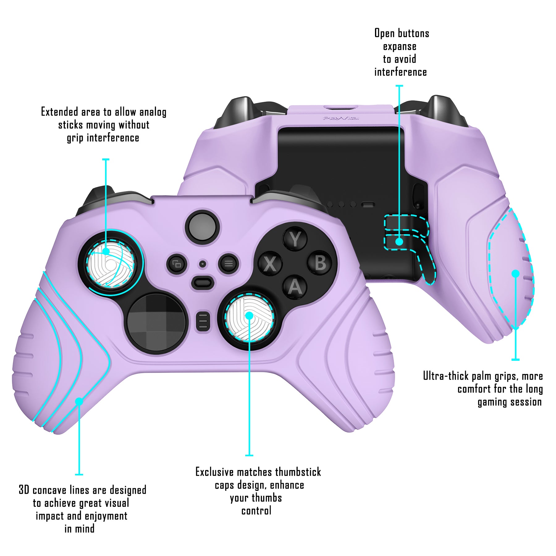 PlayVital Samurai Edition Anti Slip Silicone Case Cover for Xbox Elite Wireless Controller Series 2, Ergonomic Soft Rubber Skin Protector for Xbox Elite Series 2 with Thumb Grip Caps - Mauve Purple - XBE2M010 playvital