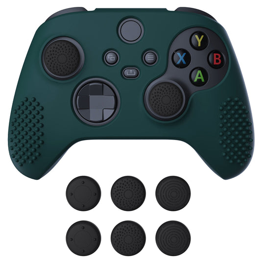 PlayVital Racing Green 3D Studded Edition Anti-slip Silicone Cover Skin for Xbox Series X Controller, Soft Rubber Case Protector for Xbox Series S Controller with 6 Black Thumb Grip Caps - SDX3004 PlayVital