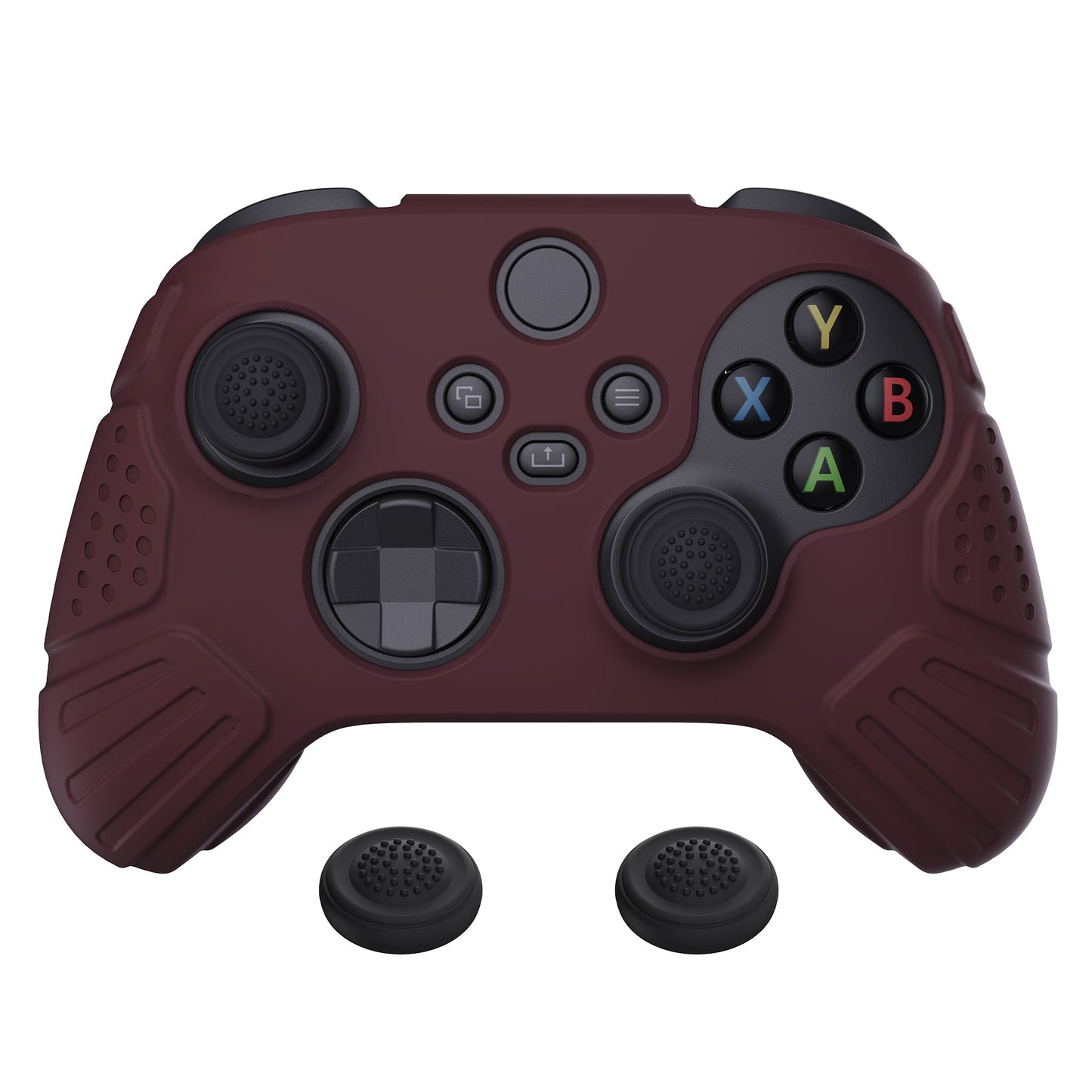 PlayVital Guardian Edition Wine Red Ergonomic Soft Anti-slip Controller Silicone Case Cover, Rubber Protector Skins with Black Joystick Caps for Xbox Series S and Xbox Series X Controller - HCX3011 PlayVital