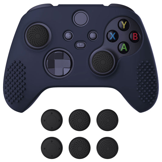 PlayVital Midnight Blue 3D Studded Edition Anti-slip Silicone Cover Skin for Xbox Series X Controller, Soft Rubber Case Protector for Xbox Series S Controller with 6 Black Thumb Grip Caps - SDX3003 PlayVital