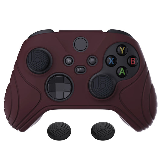 PlayVital Samurai Edition Wine Red Anti-slip Controller Grip Silicone Skin, Ergonomic Soft Rubber Protective Case Cover for Xbox Series S/X Controller with Black Thumb Stick Caps - WAX3011 PlayVital