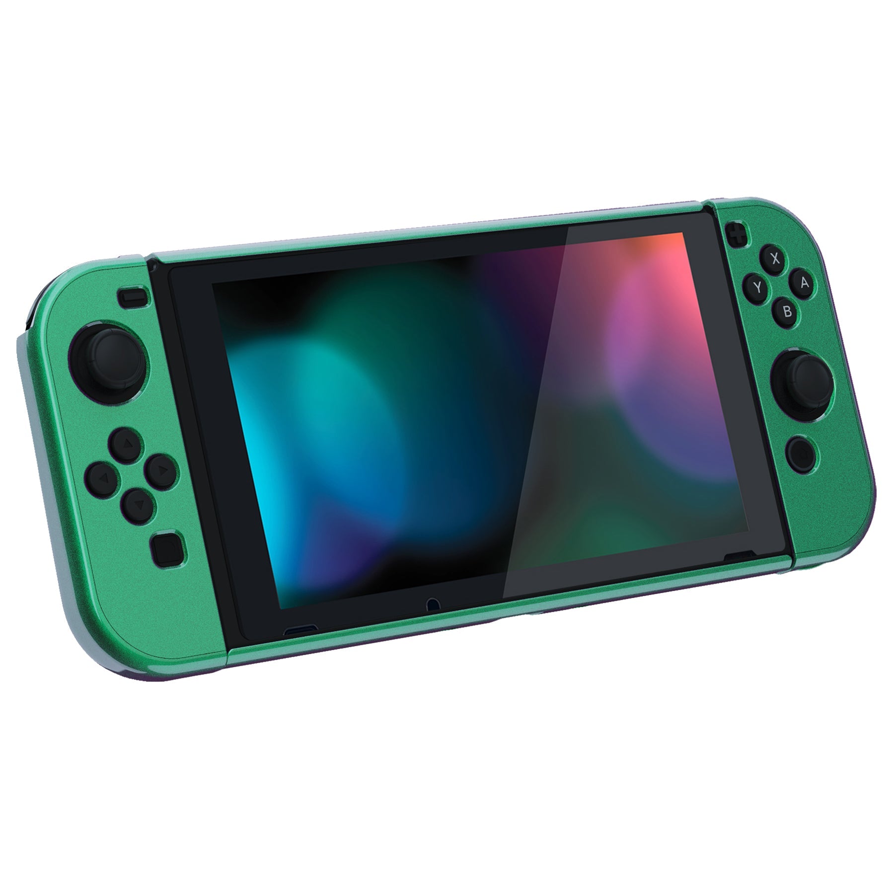 PlayVital UPGRADED Glossy Dockable Case Grip Cover for NS Switch, Ergonomic Protective Case for NS Switch, Separable Protector Hard Shell for Joycon - Chameleon Green Purple - ANSP3002 PlayVital