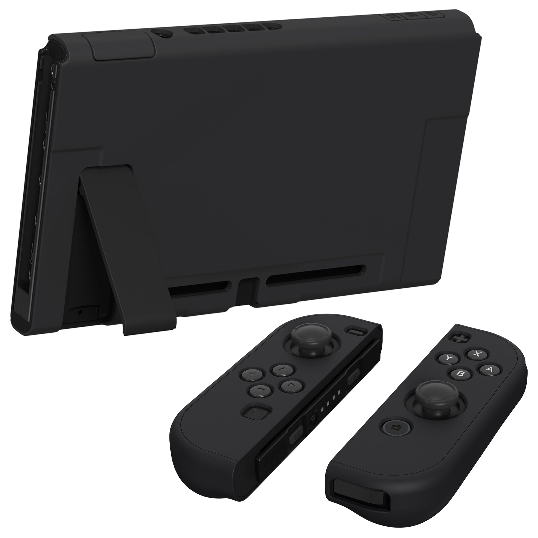 PlayVital UPGRADED Dockable Case Grip Cover for NS Switch, Ergonomic Protective Case for NS Switch, Separable Protector Hard Shell for Joycon - Black - ANSP3006 PlayVital