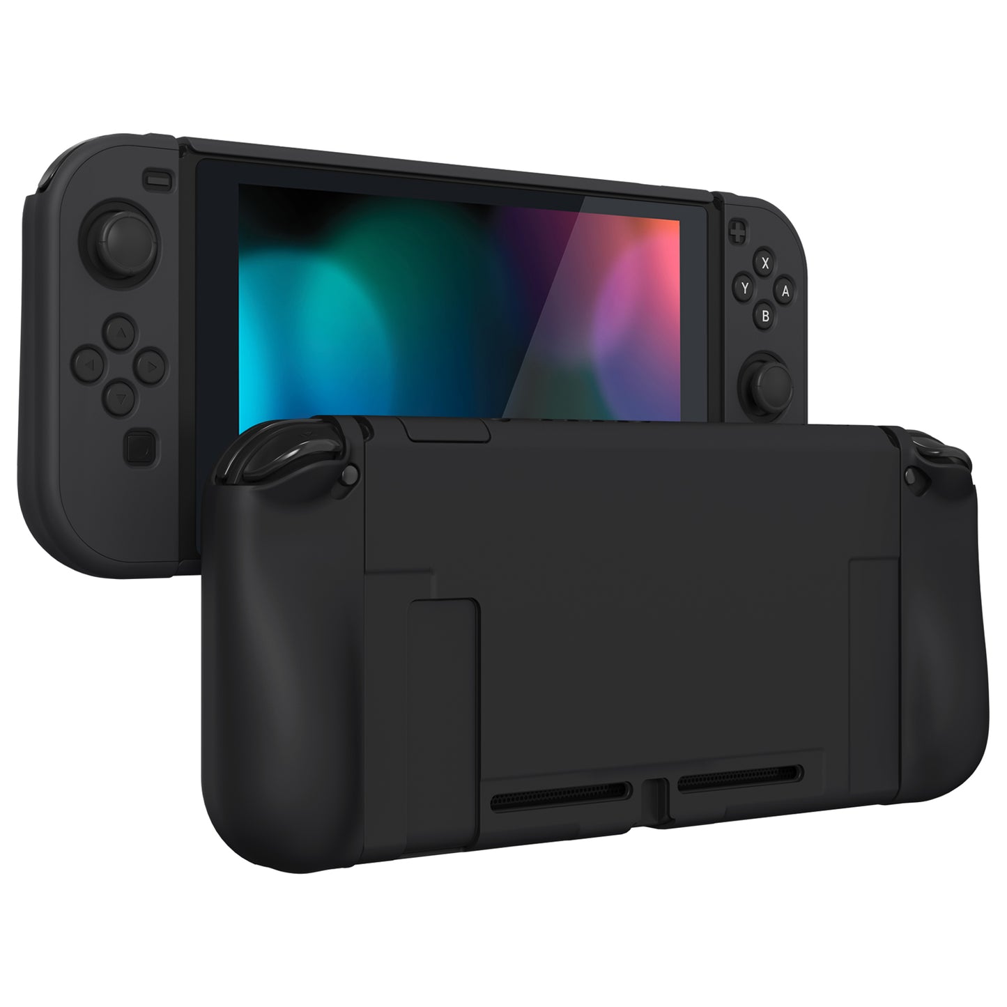 PlayVital UPGRADED Dockable Case Grip Cover for NS Switch, Ergonomic Protective Case for NS Switch, Separable Protector Hard Shell for Joycon - Black - ANSP3006 PlayVital