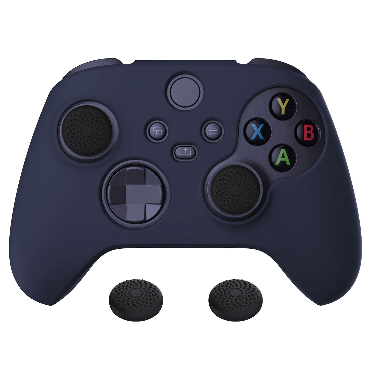 PlayVital Midnight Blue Pure Series Anti-Slip Silicone Cover Skin for Xbox Series X Controller, Soft Rubber Case Protector for Xbox Series S Controller with Black Thumb Grip Caps - BLX3003 PlayVital