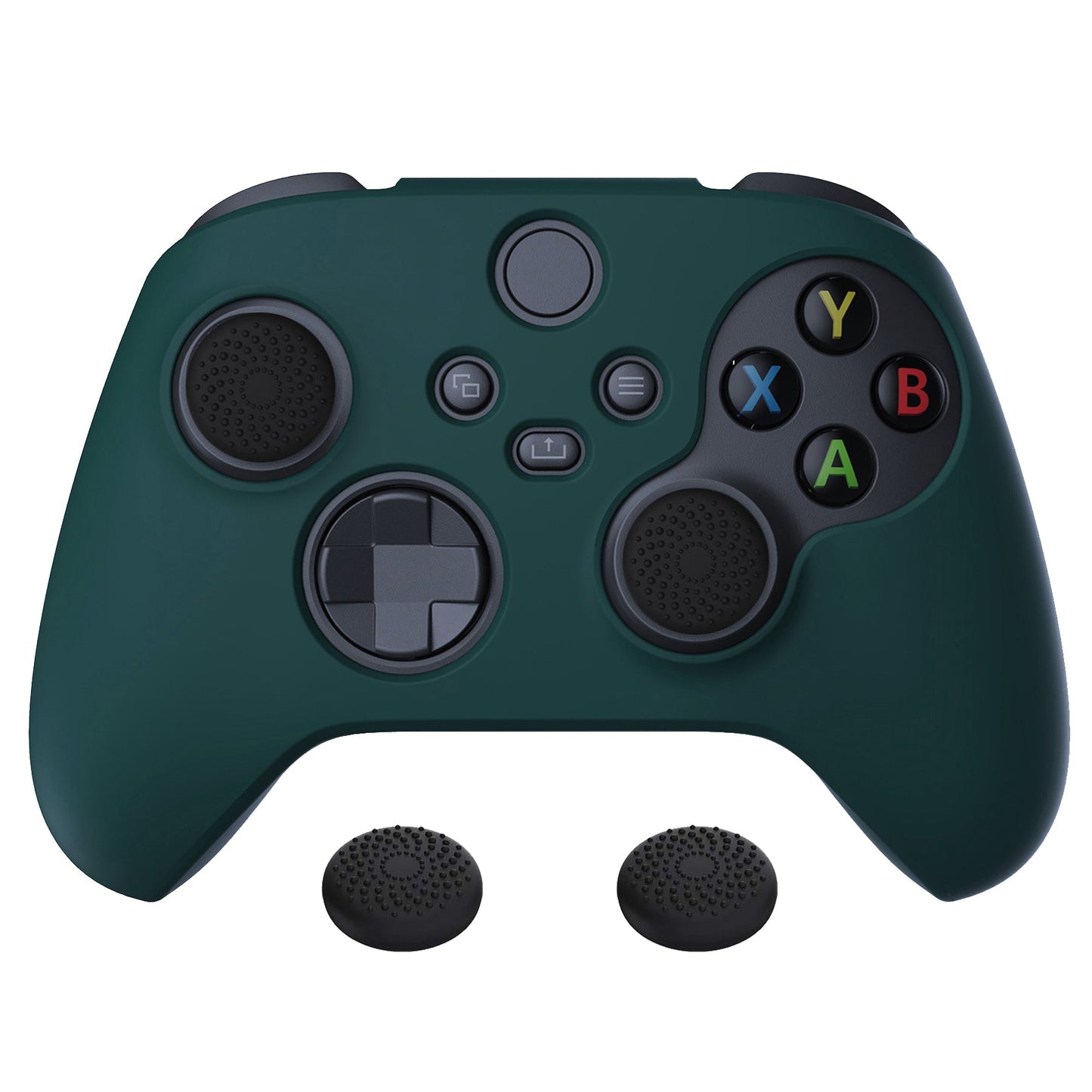 PlayVital Racing Green Pure Series Anti-Slip Silicone Cover Skin for Xbox Series X Controller, Soft Rubber Case Protector for Xbox Series S Controller with Black Thumb Grip Caps - BLX3004 PlayVital