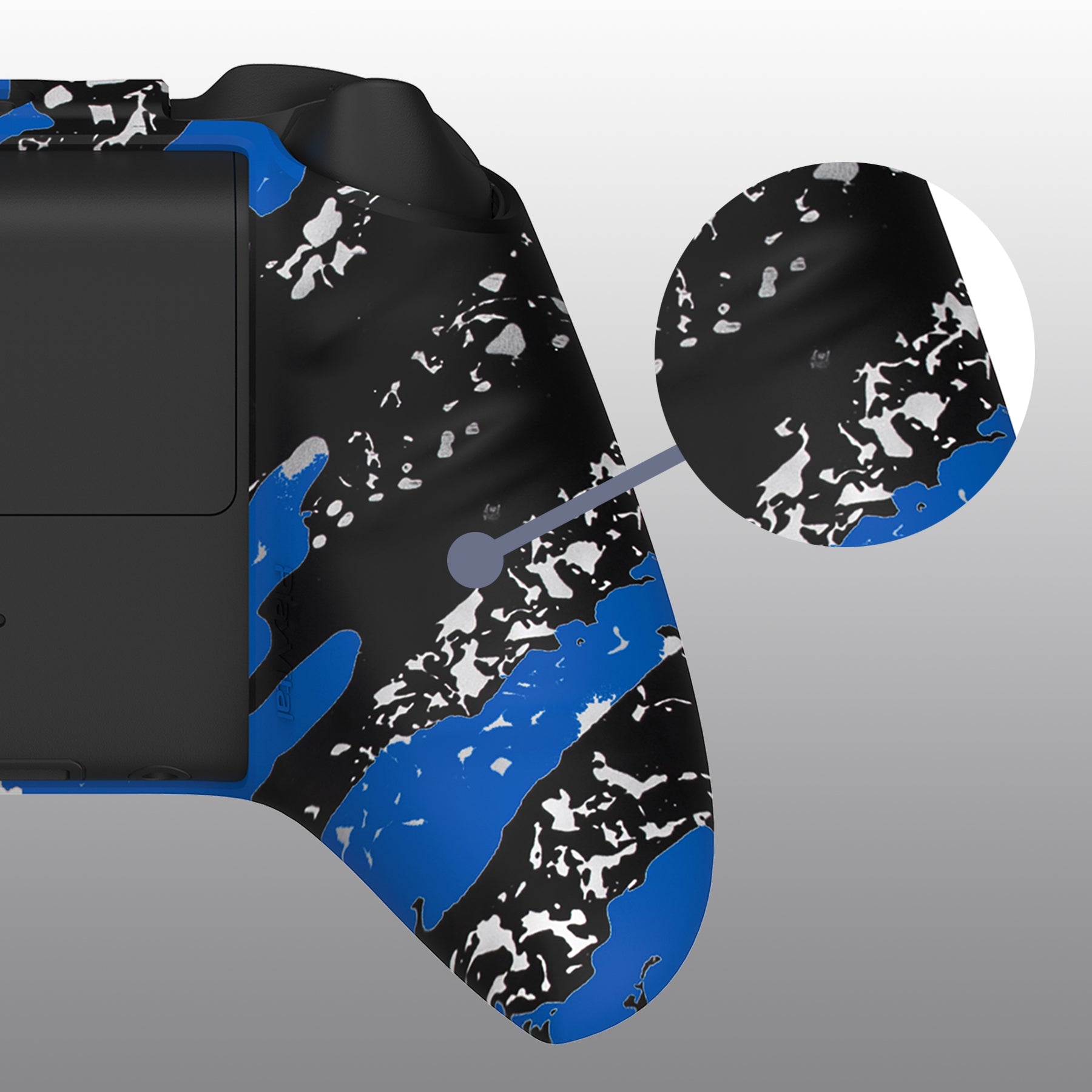 PlayVital Water Transfer Printing Blue Splash Pattern Silicone Cover Skin for Xbox Series X/S Controller, Soft Rubber Case Protector for Xbox Series X/S, Xbox Core Controller wtih 6 Thumb Grip Caps - BLX3019 PlayVital