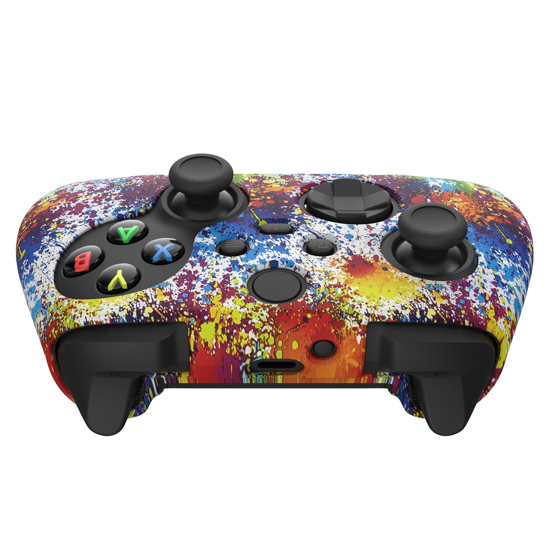 PlayVital Water Transfer Printing Colorful Splash Pattern Silicone Cover Skin for Xbox Series X/S Controller, Soft Rubber Case Protector for Xbox Series X/S, Xbox Core Controller wtih 6 Thumb Grip Caps - BLX3021 PlayVital