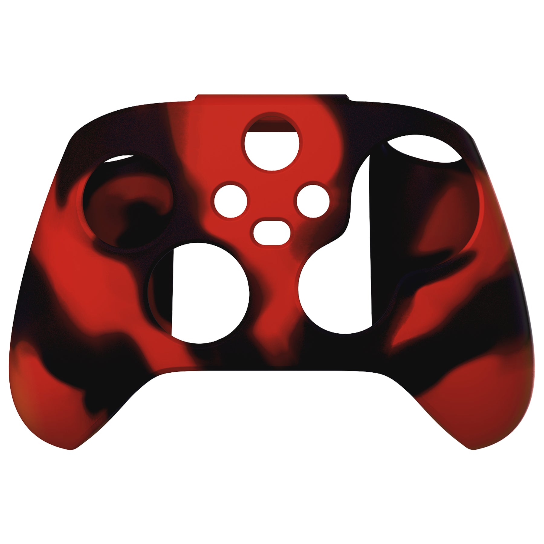 PlayVital Camouflage Soft Anti-Slip Silicone Cover for Xbox Series X Controller, Rubber Case Protector for Xbox Series S Controller with Black Thumb Grip Caps - Red & Black - BLX3024 PlayVital