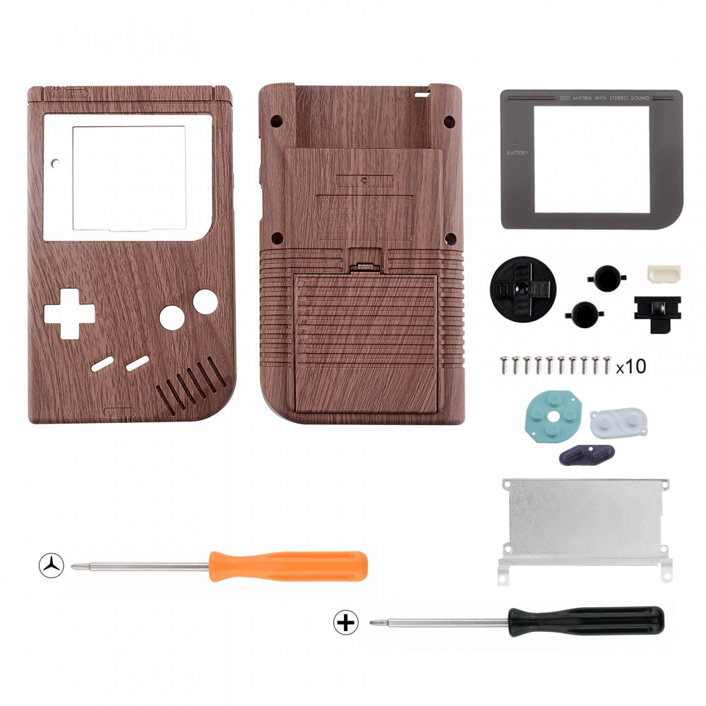 PlayVital Wood Grain Soft Touch Case Cover Replacement Full Housing Shell for Gameboy Classic 1989 GB DMG-01 Console with w/ Screen Lens & Buttons Kit - Handheld Game Console NOT Included - GBFS201 PlayVital