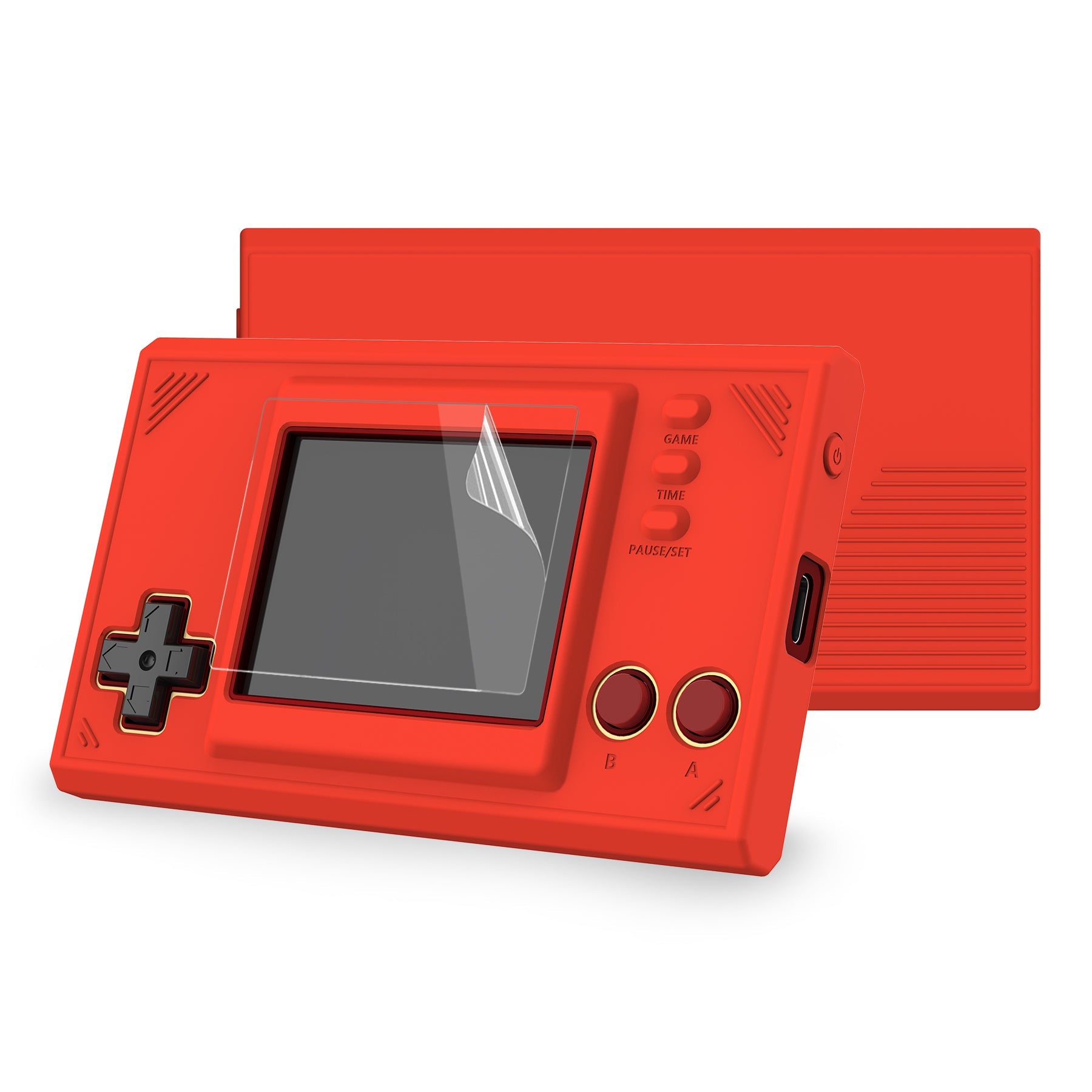 PlayVital Passion Red Silicone Cover Protective Case Skin for Game & Watch: Super Mario Bros with 2 Pcs Screen Protectors - GW004 PlayVital