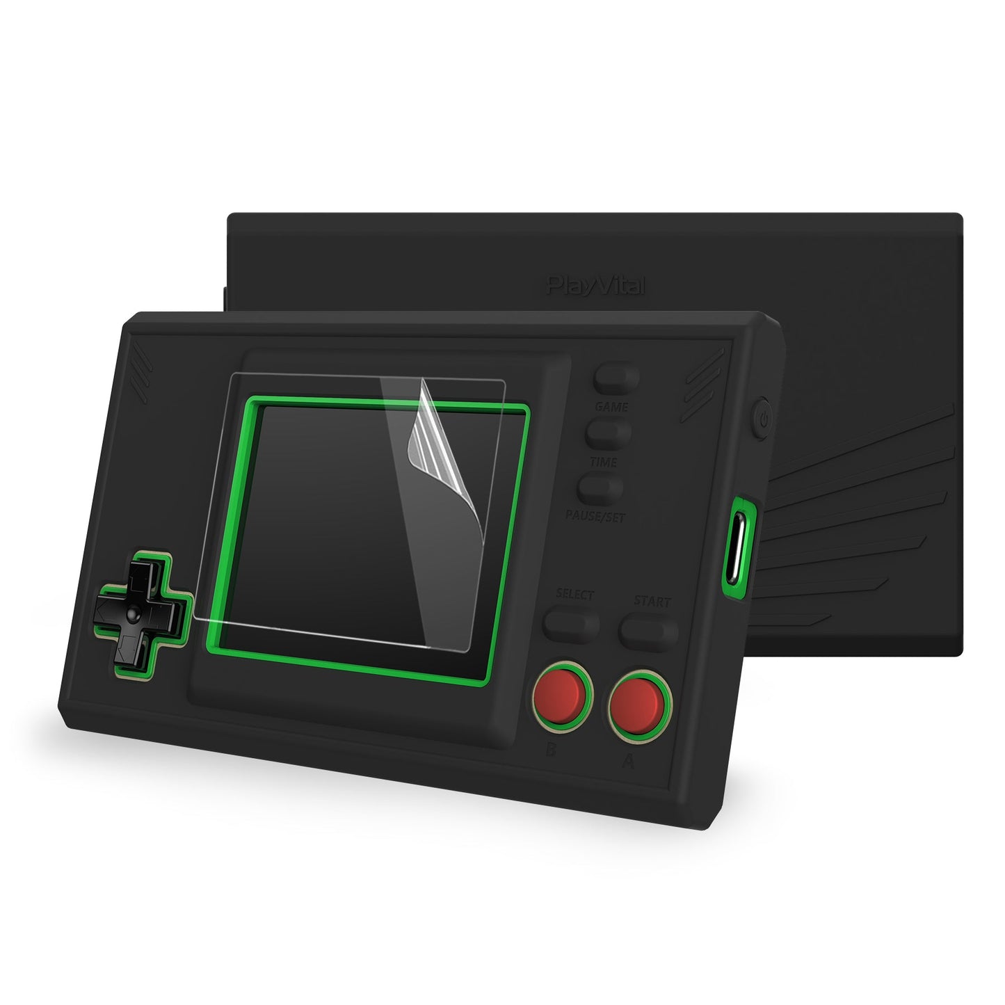 PlayVital Black Silicone Cover Protective Case Skin for Game & Watch: The Legend of Zelda with 2 Pcs Screen Protectors - GWS002 PlayVital