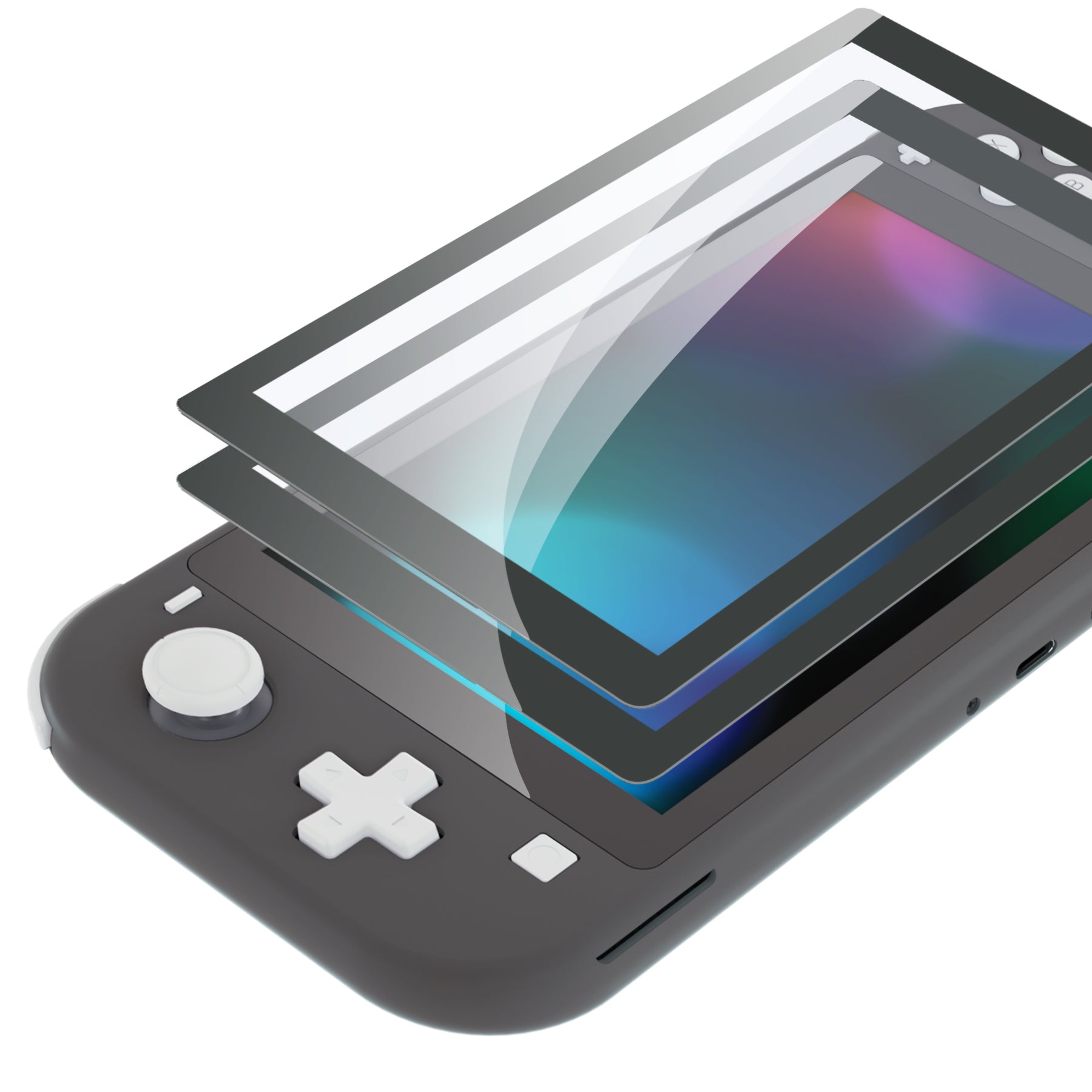 PlayVital intendo Switch Lite HD Clear Tempered Glass Screen Protector -  Gray Border