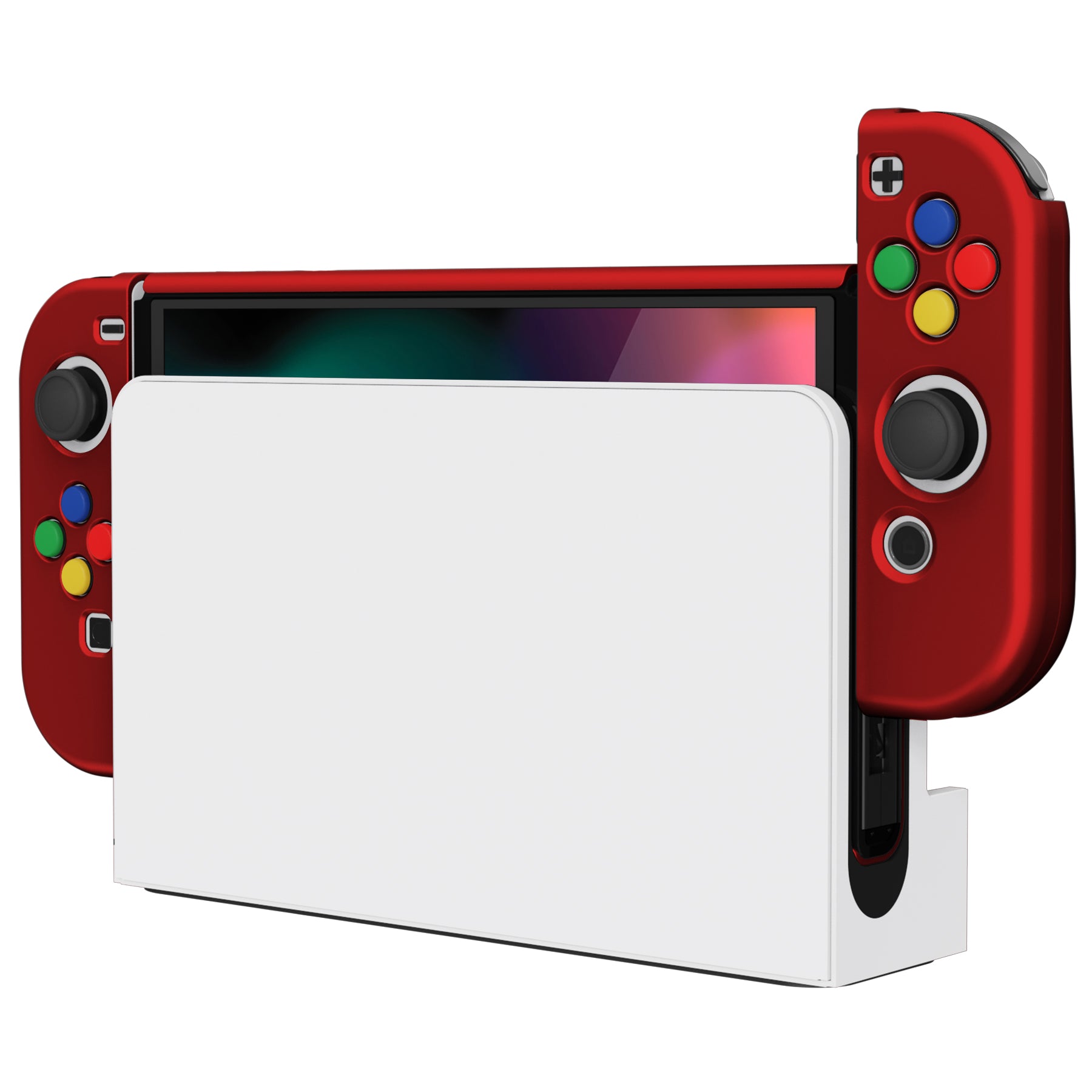 PlayVital AlterGrips Dockable Hard Shell Protective Case with Thumb Grip  Caps & Button Caps for Nintendo Switch OLED - Scarlet Red - JSOYP3004