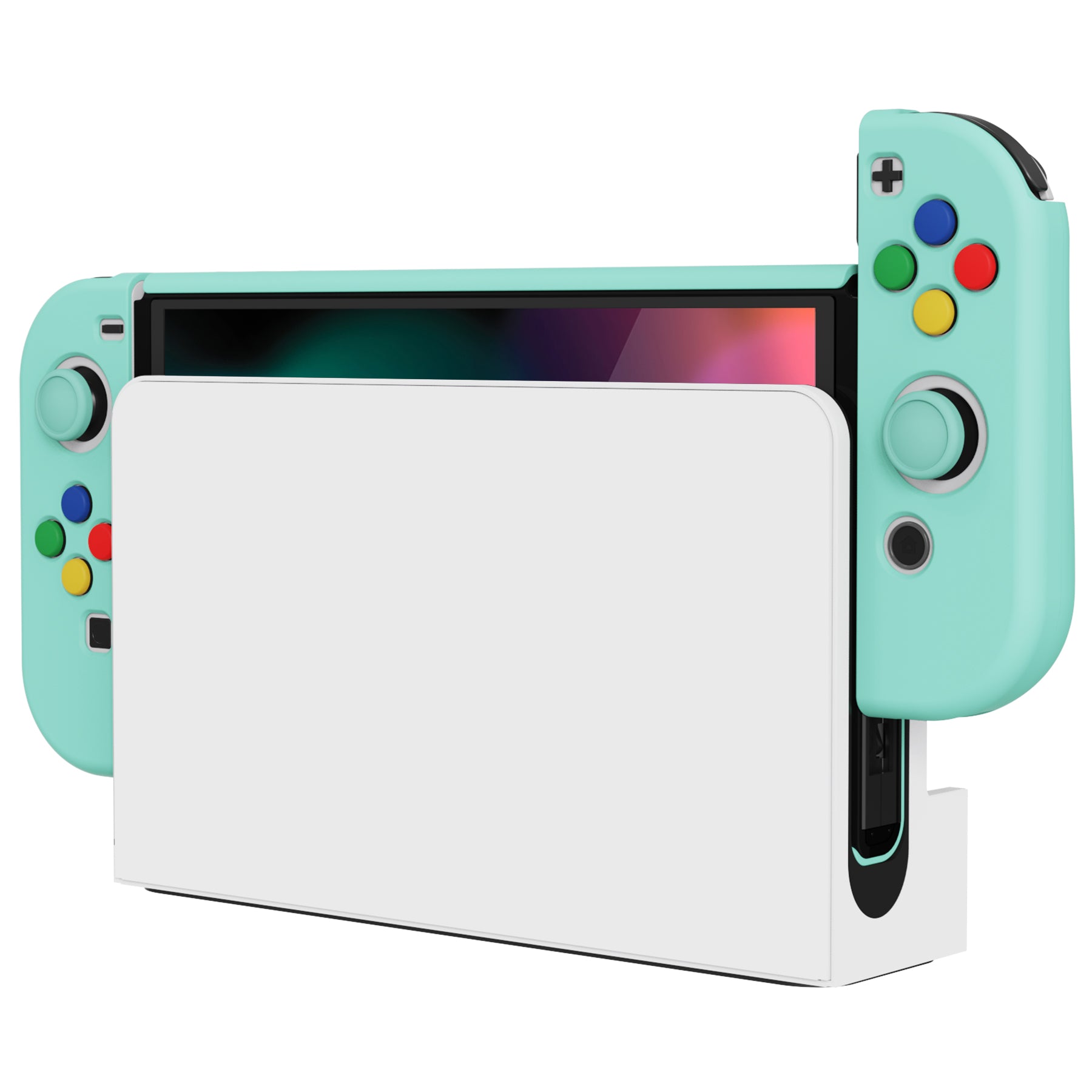 PlayVital AlterGrips Dockable Hard Shell Protective Case with Thumb Grip  Caps & Button Caps for Nintendo Switch OLED - Misty Green - JSOYP3009