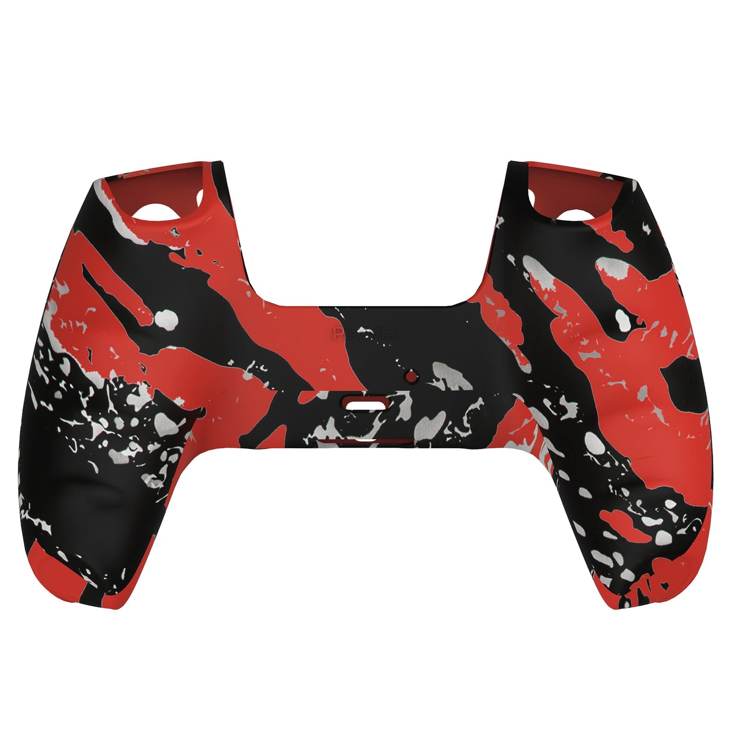 PlayVital Water Transfer Printing Red Splash Patterned Anti-Slip Silicone Cover Skin Soft Rubber Case Protector for PS5 Controller with 6 Thumb Grip Caps - KOPF021 PlayVital