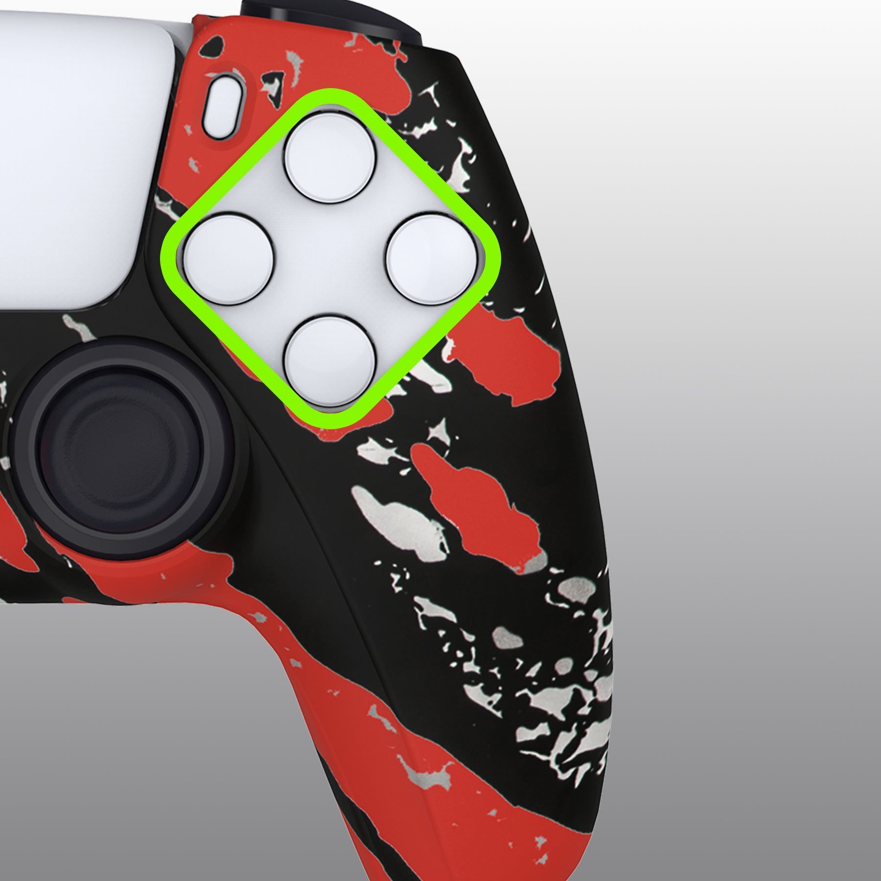 PlayVital Water Transfer Printing Red Splash Patterned Anti-Slip Silicone Cover Skin Soft Rubber Case Protector for PS5 Controller with 6 Thumb Grip Caps - KOPF021 PlayVital