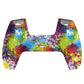 PlayVital Water Transfer Printing Colorful Splash Patterned Anti-Slip Silicone Cover Skin Soft Rubber Case Protector for PS5 Controller with 6 Thumb Grip Caps - KOPF024 PlayVital