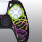 PlayVital Carving Skull Purple & Yellow Anti-Slip Silicone Cover Skin Soft Rubber Case Protector for PS5 Controller with 6 Thumb Grip Caps - KOPF027 PlayVital