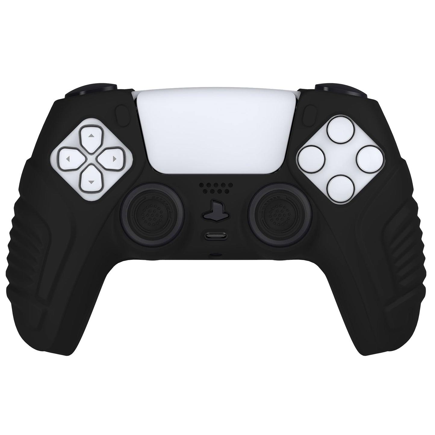 PlayVital Raging Warrior Edition Black Controller Protective Case Cover for PS5, Anti-slip Rubber Protector for PS5 Wireless Controller, Soft Silicone Skin for PS5 Controller with Thumbstick Cap - KZPF001 PlayVital