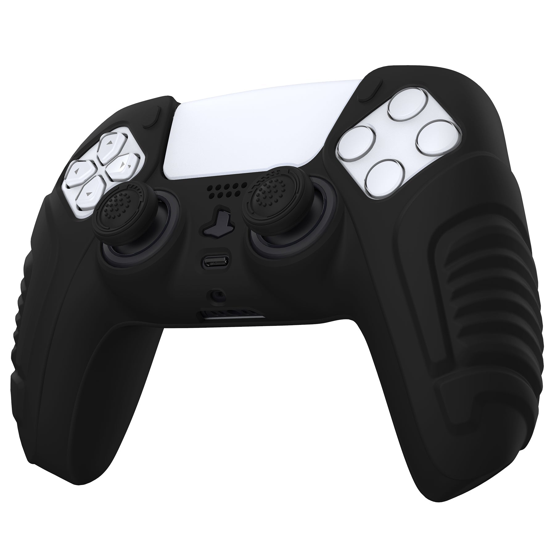 PlayVital Raging Warrior Edition Black Controller Protective Case Cover for PS5, Anti-slip Rubber Protector for PS5 Wireless Controller, Soft Silicone Skin for PS5 Controller with Thumbstick Cap - KZPF001 PlayVital