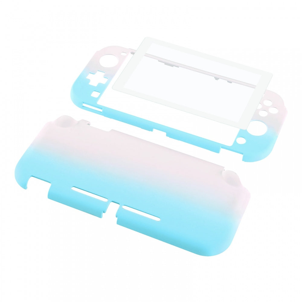 PlayVital Customized Protective Grip Case for Nintendo Switch Lite, Gradient Pink Blue Hard Cover for Nintendo Switch Lite - 1 x White Border Tempered Glass Screen Protector Included - LTP327 PlayVital