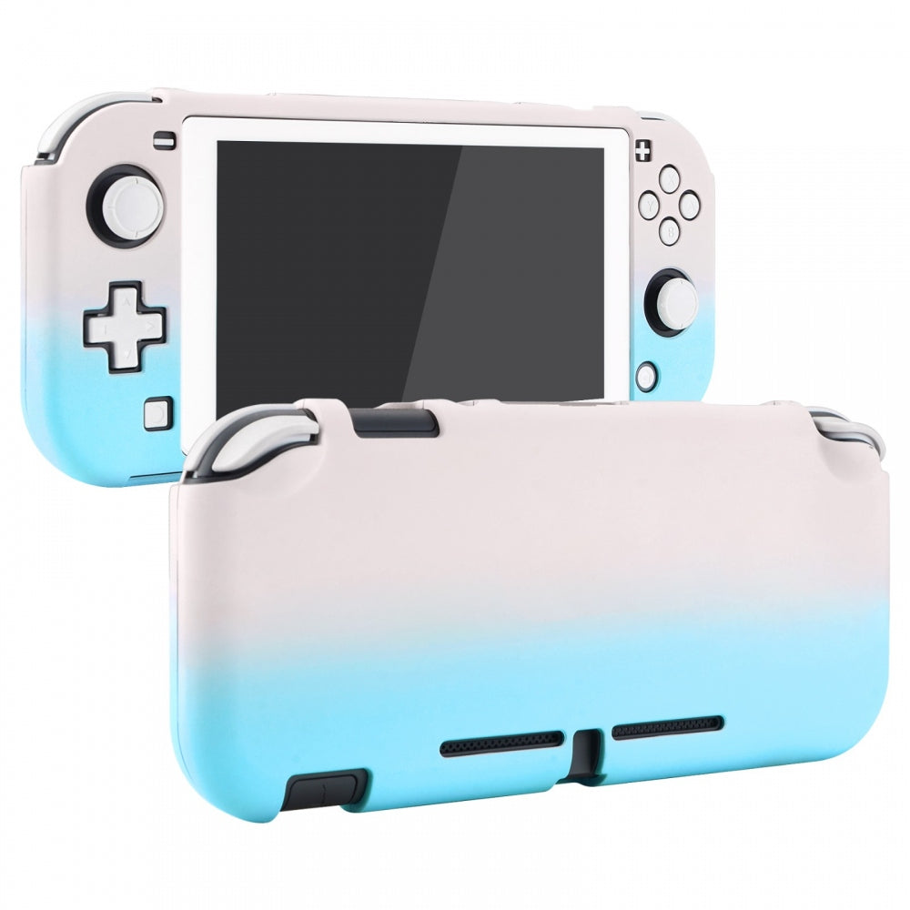 PlayVital Customized Protective Grip Case for Nintendo Switch Lite, Gradient Pink Blue Hard Cover for Nintendo Switch Lite - 1 x White Border Tempered Glass Screen Protector Included - LTP327 PlayVital