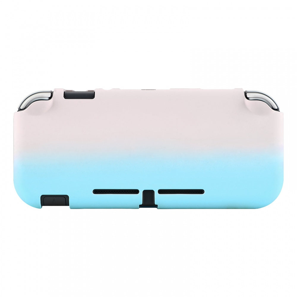 PlayVital Customized Protective Grip Case for Nintendo Switch Lite, Gradient Pink Blue Hard Cover for Nintendo Switch Lite - 1 x White Border Tempered Glass Screen Protector Included - LTP327 PlayVital