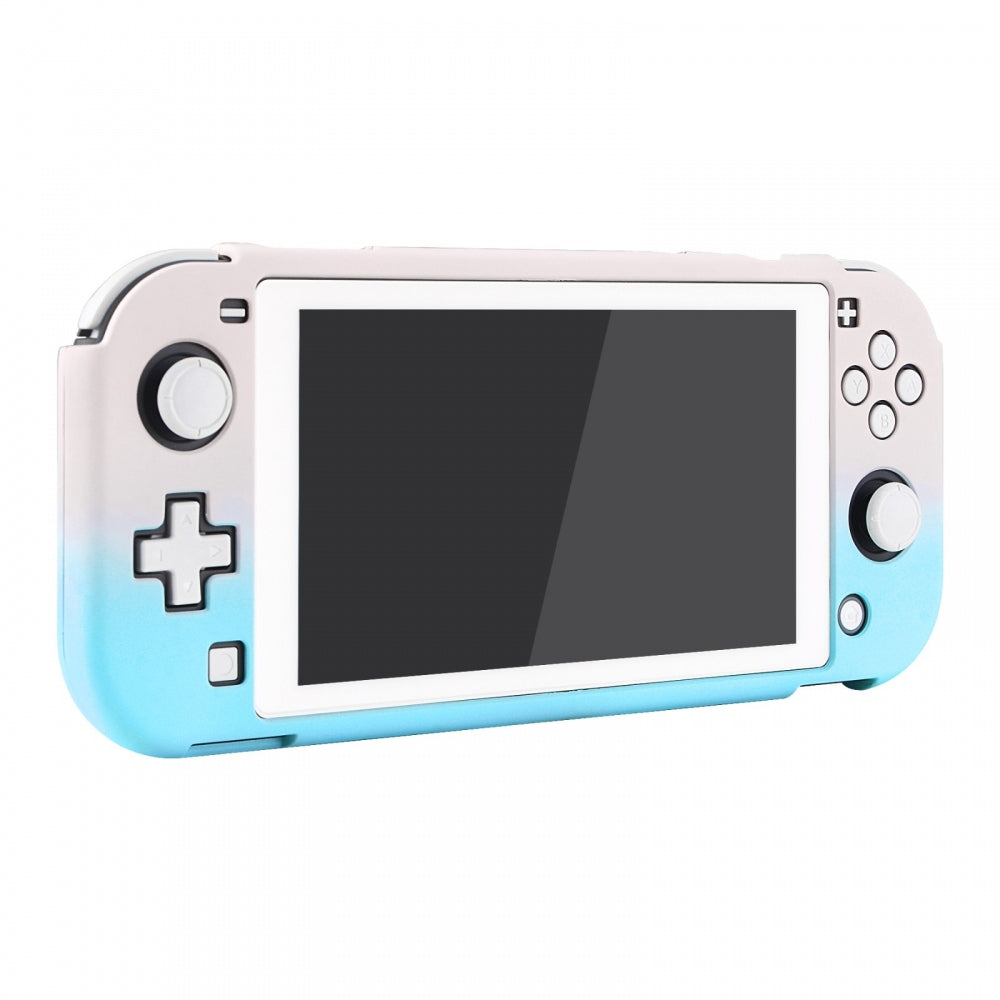 PlayVital Customized Protective Grip Case for Nintendo Switch Lite, Gradient Pink Blue Hard Cover for Nintendo Switch Lite - 1 x White Border Tempered Glass Screen Protector Included - LTP327 PlayVital