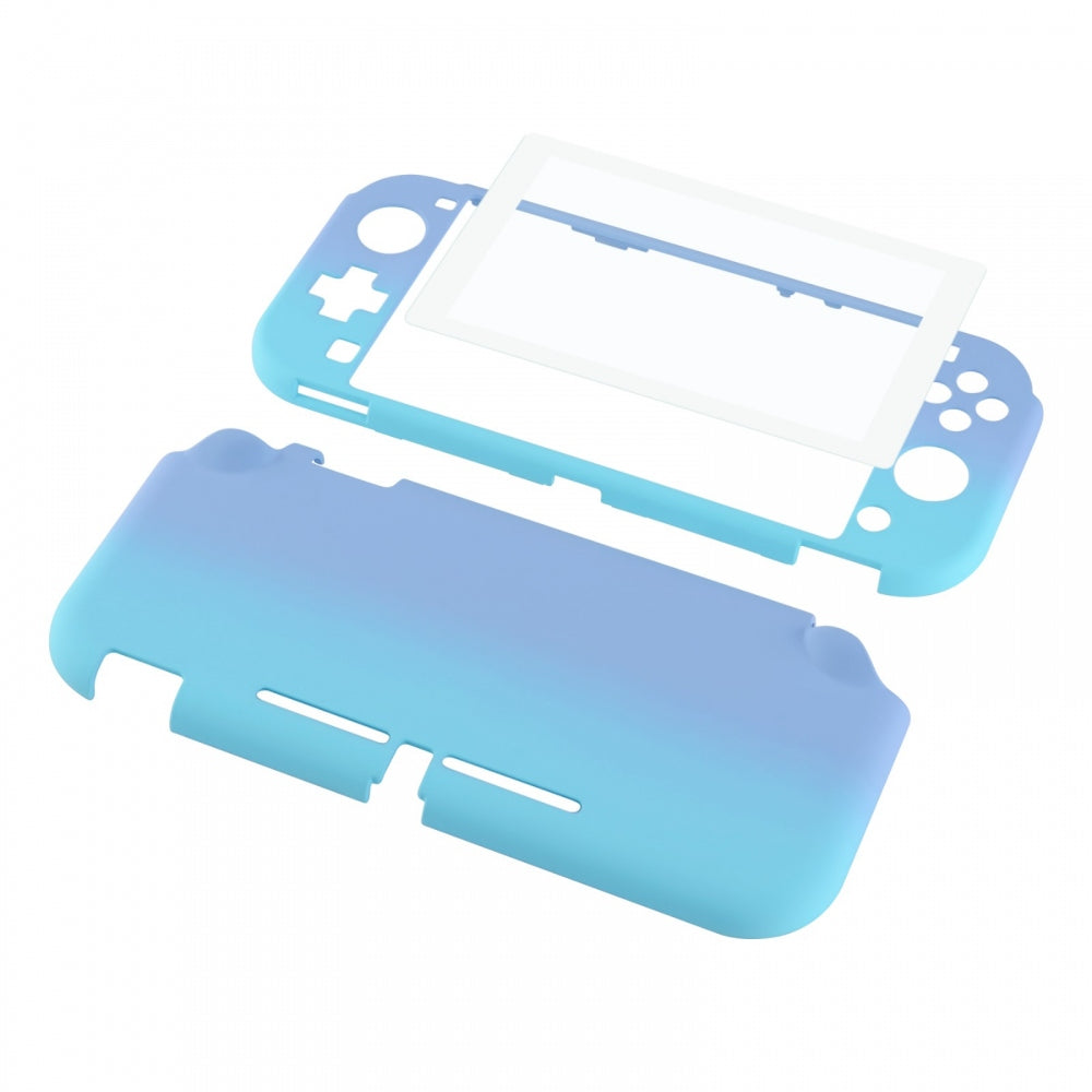 PlayVital Customized Protective Grip Case for Nintendo Switch Lite, Gradient Violet Blue Hard Cover for Nintendo Switch Lite - 1 x White Border Tempered Glass Screen Protector Included - LTP329 PlayVital
