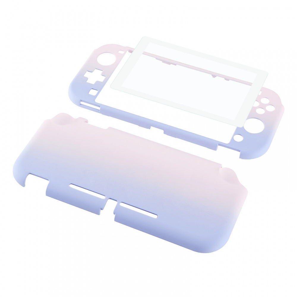PlayVital Customized Protective Grip Case for Nintendo Switch Lite, Gradient Pink Violet Hard Cover for Nintendo Switch Lite - 1 x White Border Tempered Glass Screen Protector Included - LTP330 PlayVital