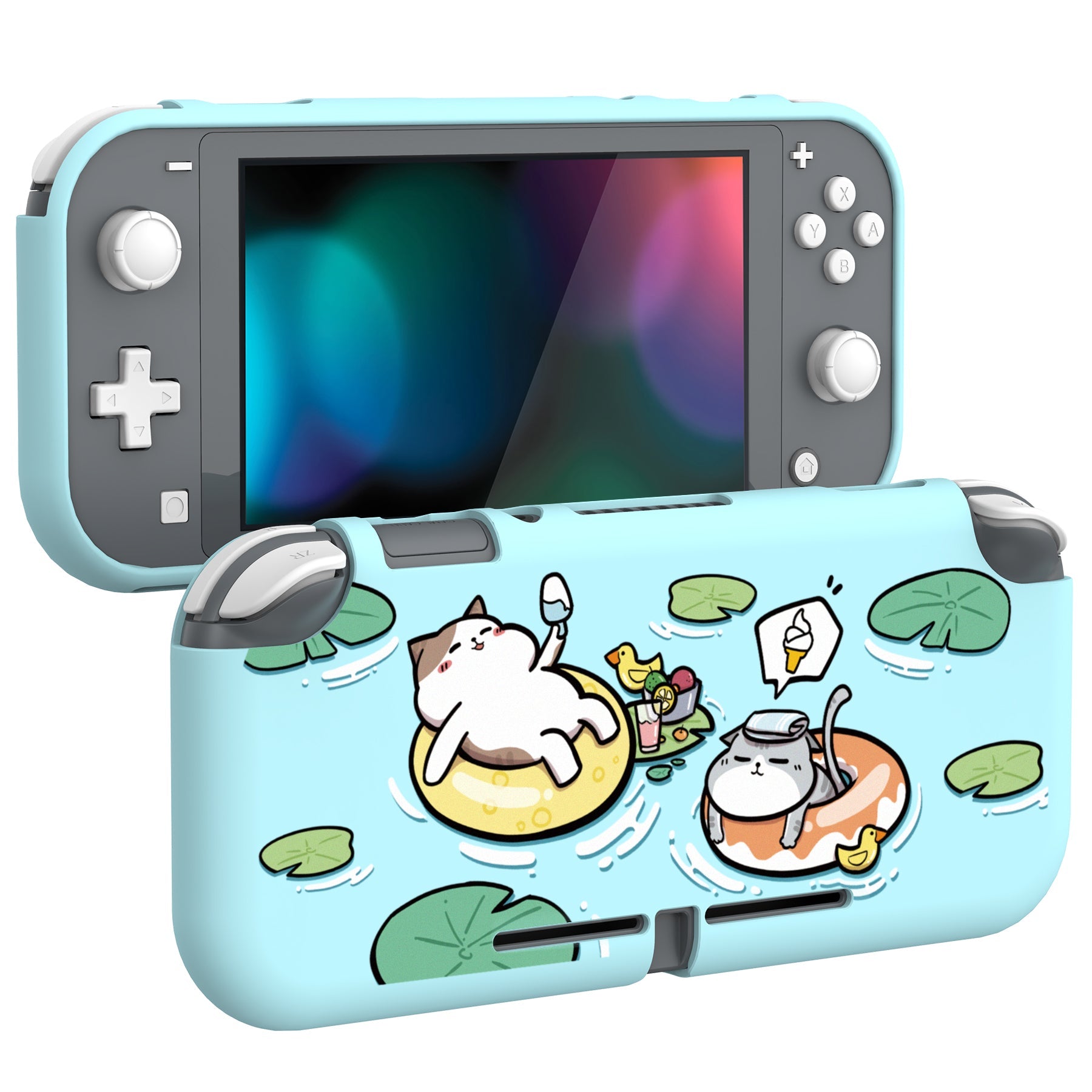 PlayVital Pool Party Kitten Custom Protective Case for NS Switch Lite, Soft TPU Slim Case Cover for NS Switch Lite - LTU6007 PlayVital