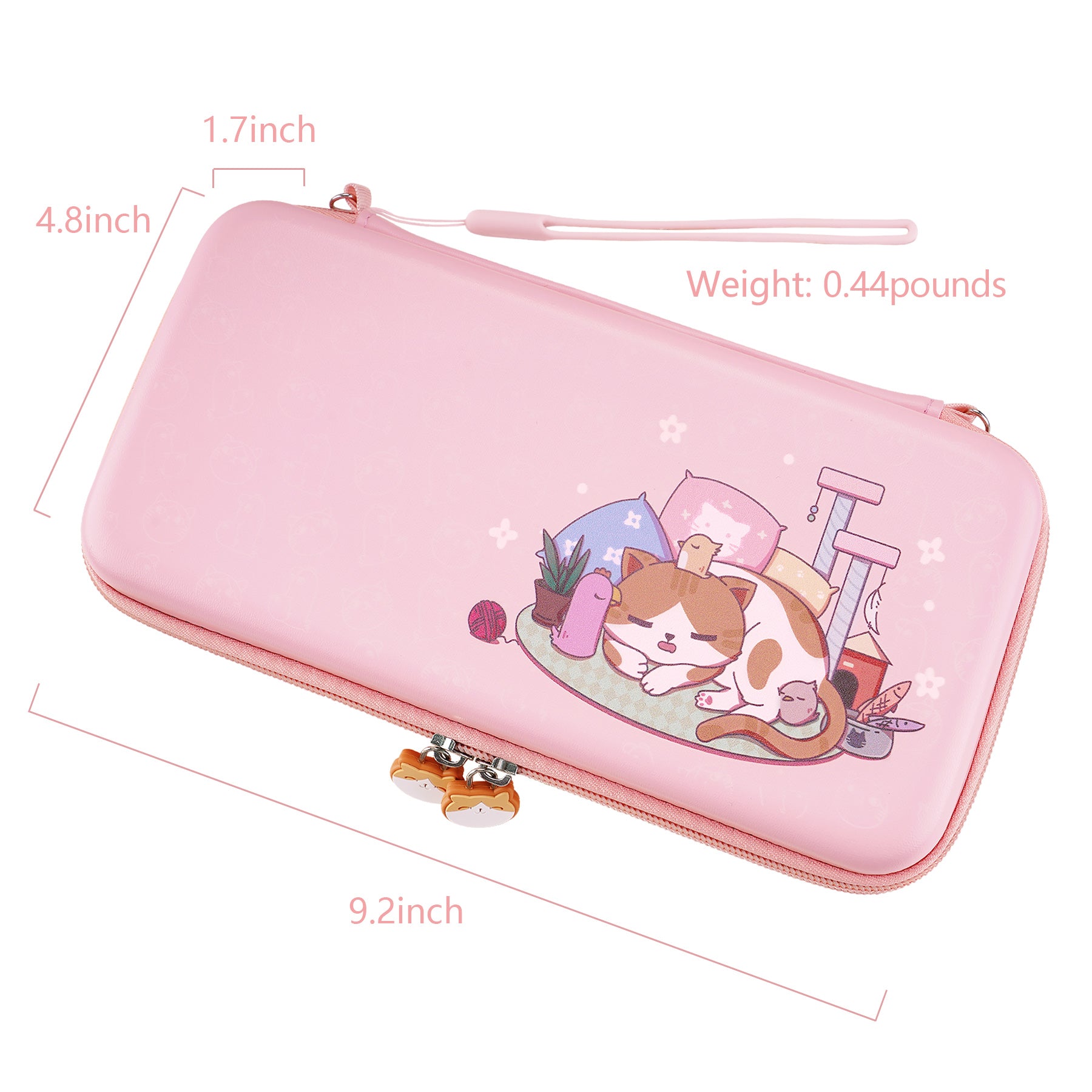 PlayVital Pink Switch Lite Travel Carrying Case, Portable Pouch, Soft Velvet Lining Storage Bag for NS Switch Lite with Thumb Grips 8 Game Cards Slots Inner Pocket - Kitten & Chicken - LTW002 PlayVital
