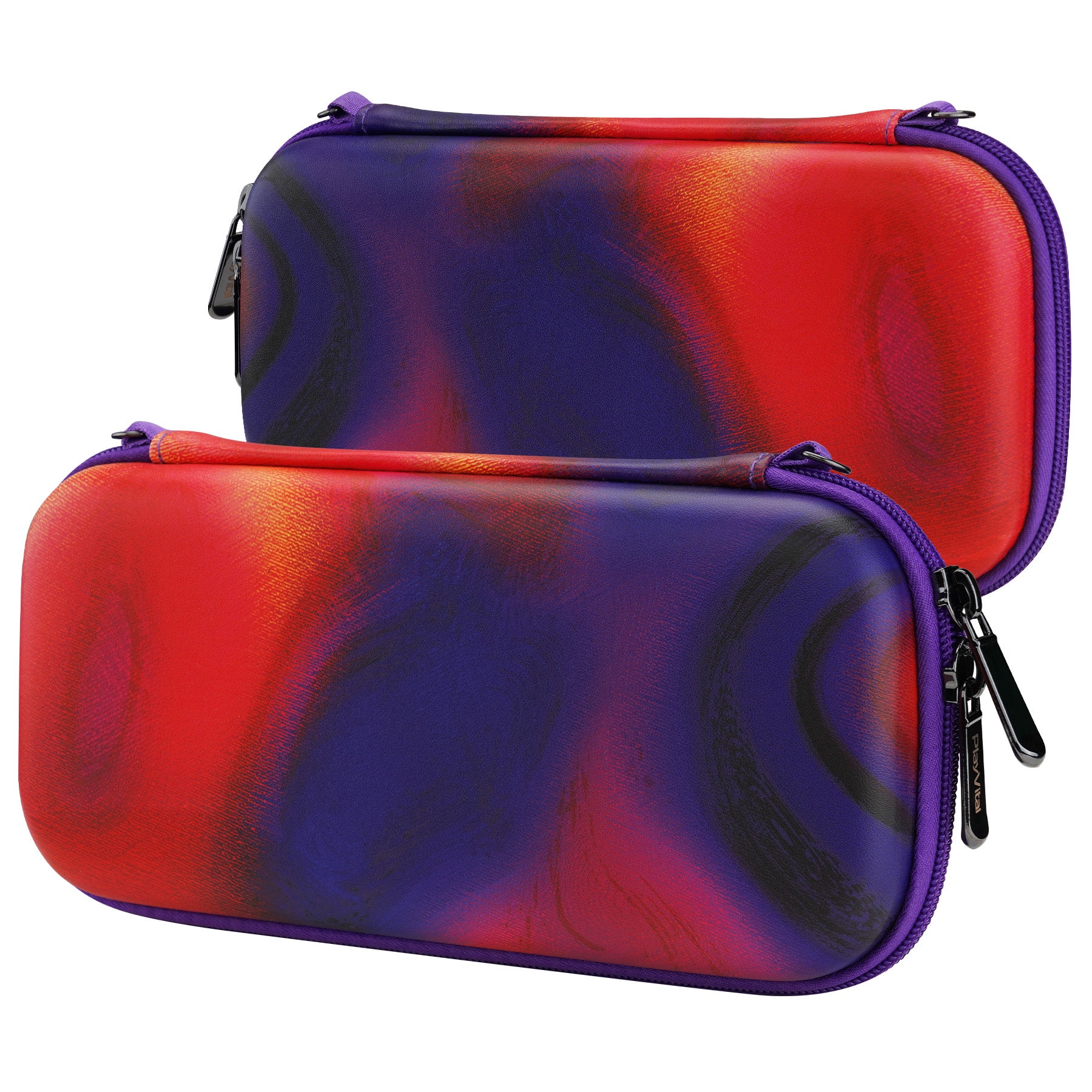 PlayVital Pink Switch Lite Travel Carrying Case, Portable Pouch, Soft Velvet Lining Storage Bag for NS Switch Lite with Thumb Grips 8 Game Cards Slots Inner Pocket - Purple Red Swirl - LTW004 PlayVital